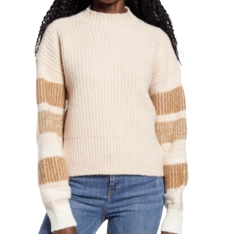Topshop TopShop beige and tan slouchy striped sweater Size M / US 6-8 / IT 42-44 - 1 Thumbnail