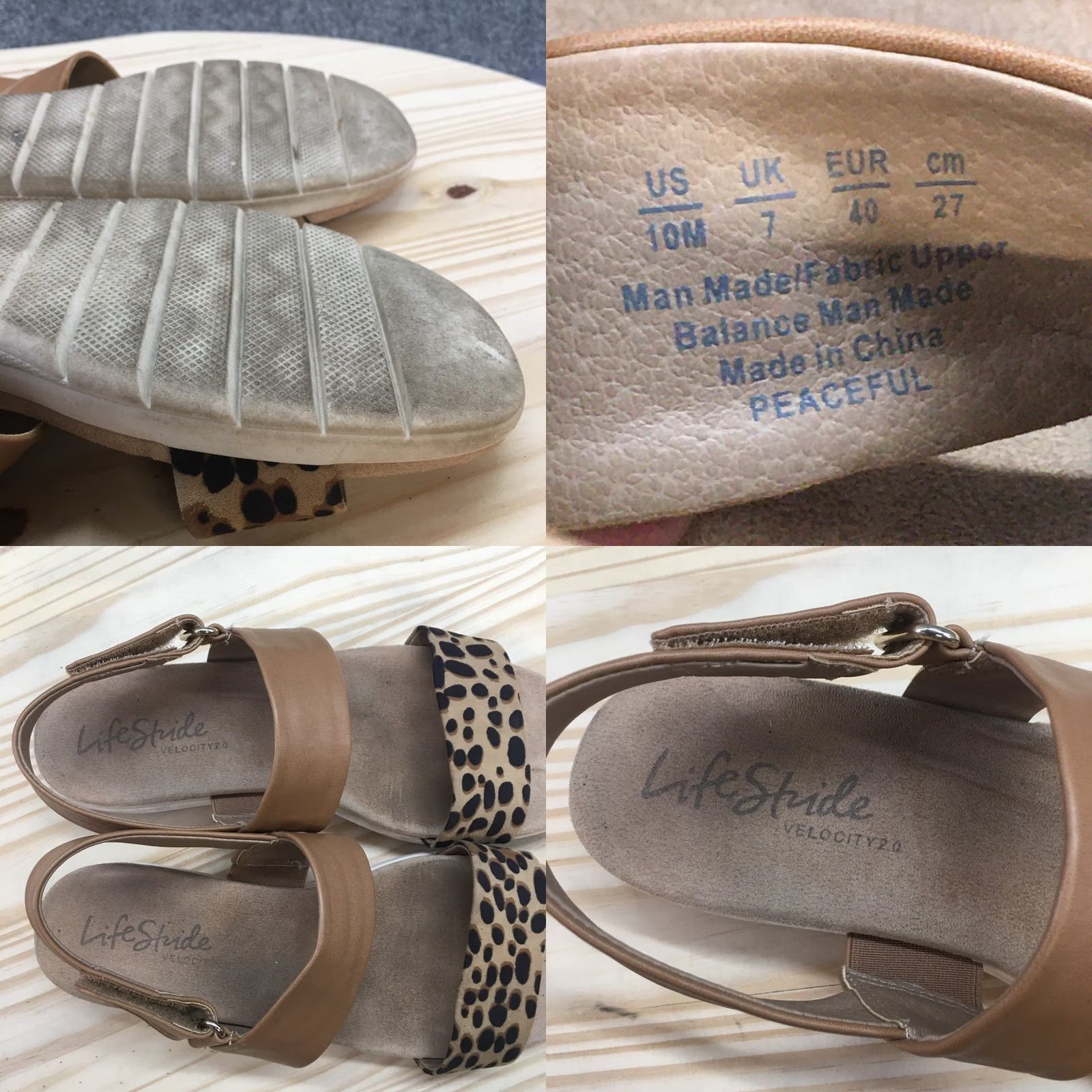Vintage LifeStride Sandals Velocity 2.0 Two Straps Slingback Brown Womens 10 M Casual Flat Slingback Shoes Size US 10 / IT 40 - 8 Thumbnail