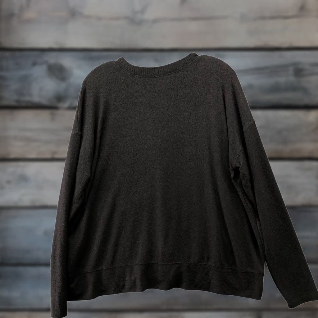 Lucky Brand Lucky Brand Crewneck Fleece Sweatshirt Womens L Black Relaxed Knit Lightweight Shirt Sweater Pullover Casual 90s? Size L / US 10 / IT 46 - 1 Thumbnail