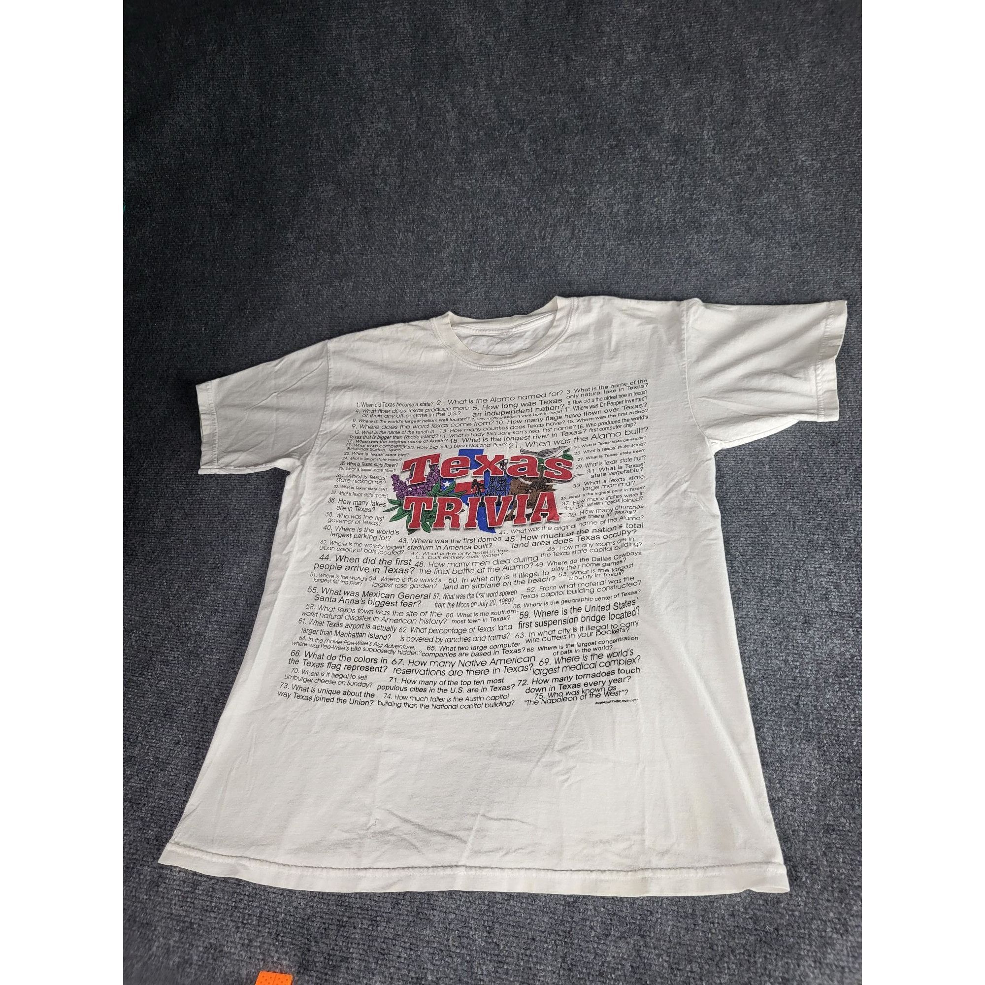 Vintage Vintage Texas Trivia Y2K Tshirt Men Sz L Double Sided White Size L / US 10 / IT 46 - 1 Thumbnail