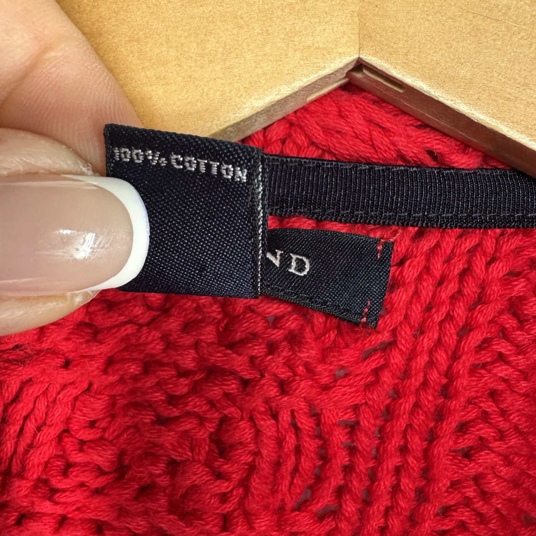 Lands' End Lands' End Cardigan Sweater Womens M Red Cable-Knit 3D Cotton Button Size M / US 6-8 / IT 42-44 - 4 Thumbnail