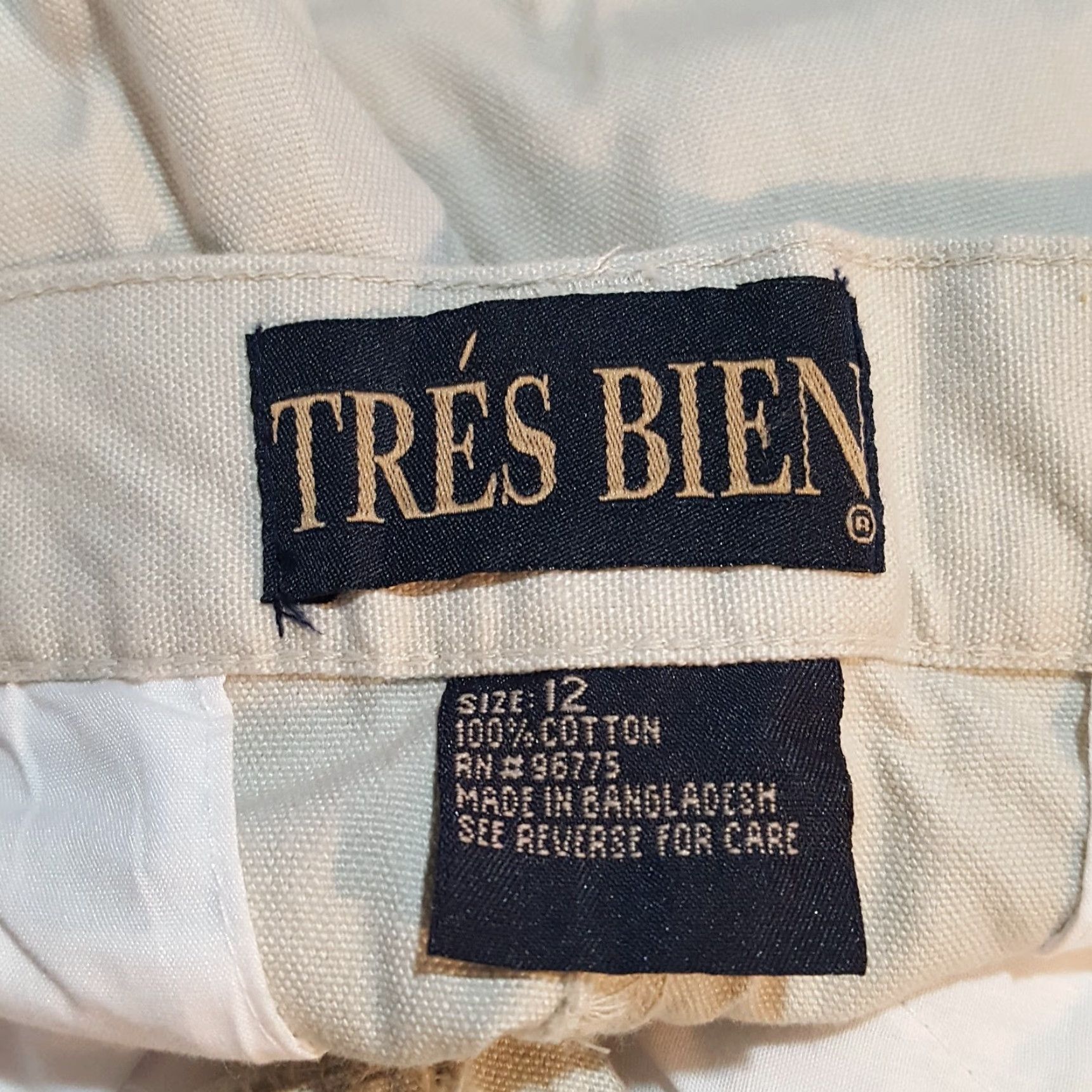Tres Bien VINTAGE Tres Bien Chinos Shirt Women 12 Beige Flat Front Casual Outdoor Golf Tennis 90s Retro Sports Size 34" / US 12 / IT 48 - 6 Thumbnail
