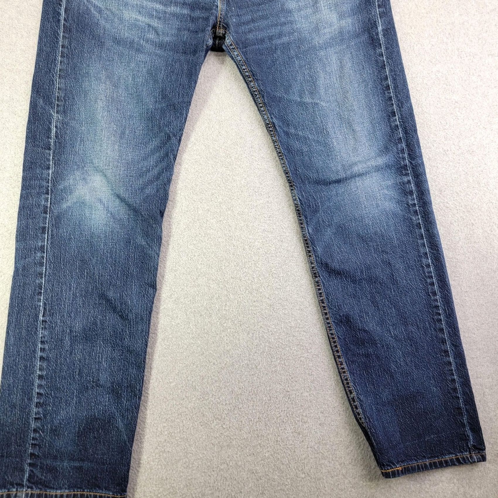 Levi's Levi's 505 Jeans Mens 36x32 Blue Regular Fit Straight Denim Distressed Stretch Cotton Blend Logo Back Pockets ZIP Fly 5-Pocket Regular 36x32 Mens Size US 36 / EU 52 - 2 Thumbnail