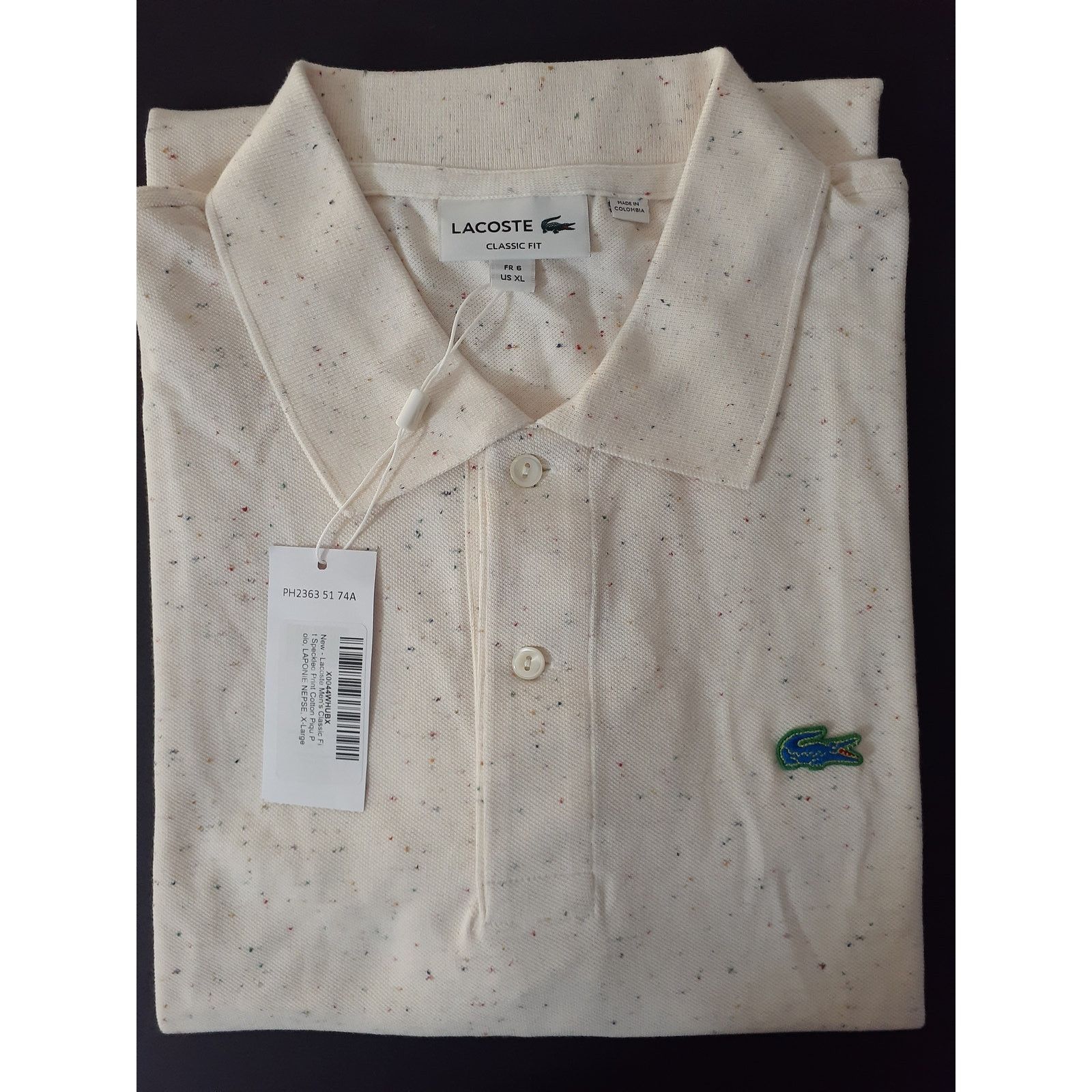 Lacoste Lacoste Mens Classic Fit Speckled Print Cotton Pique Polo XL Size US XL / EU 56 / 4 - 2 Thumbnail