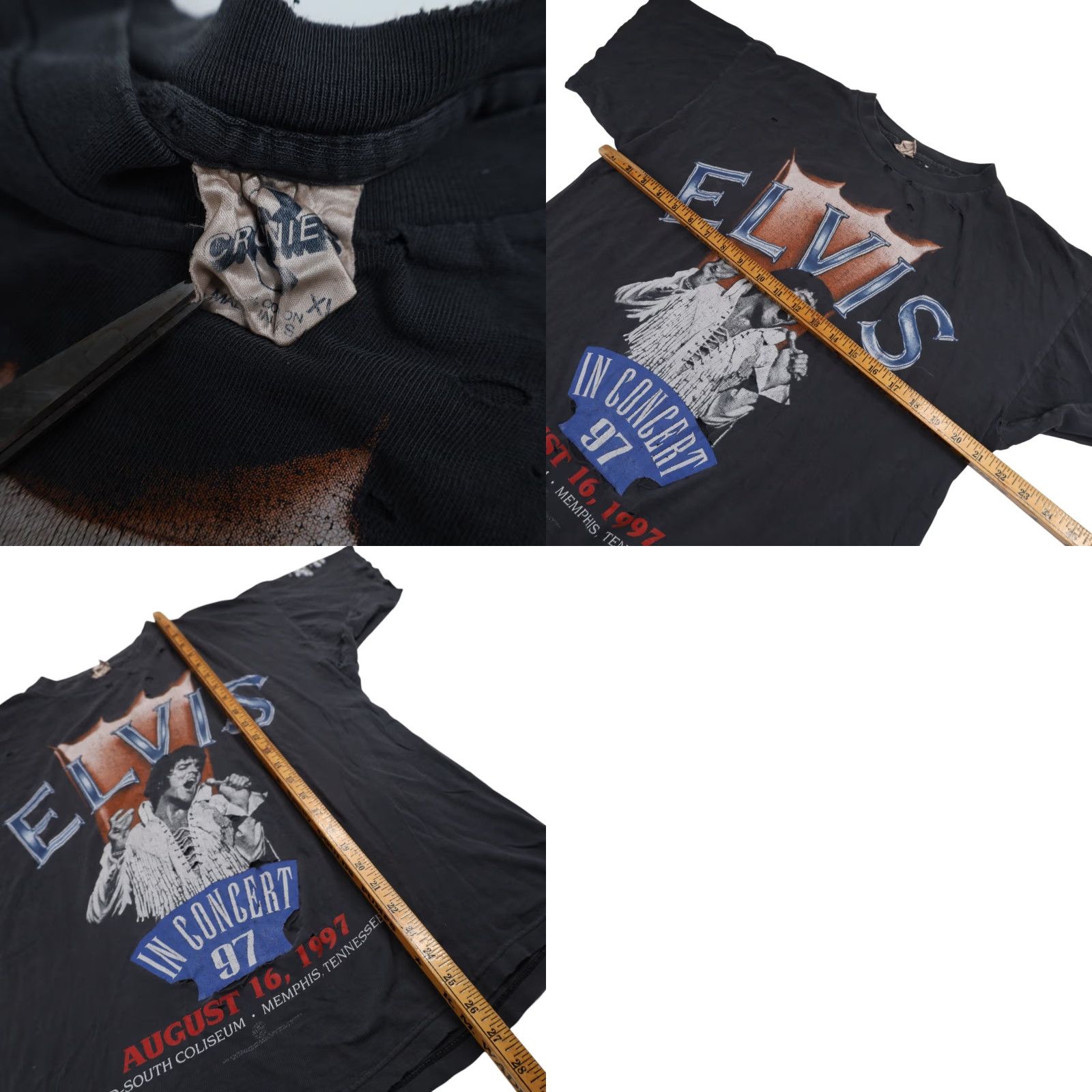 Vintage VINTAGE Distressed 1997 Elvis in Concert Band Tee Black Mens L Size US L / EU 52-54 / 3 - 8 Thumbnail