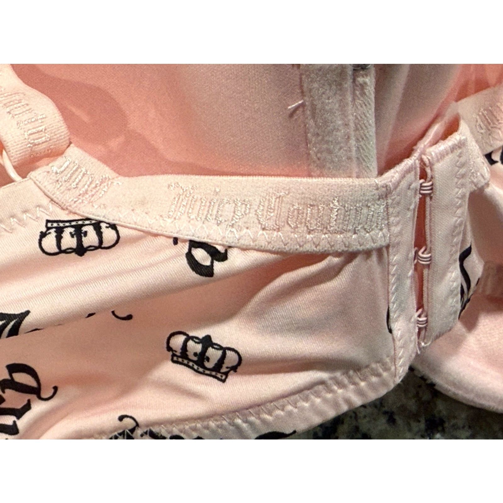 Juicy Couture JUICY COUTURE Sleek & Smooth Bra 38DD Pink Underwired Womens Jersey Logo Script Size ONE SIZE - 4 Thumbnail