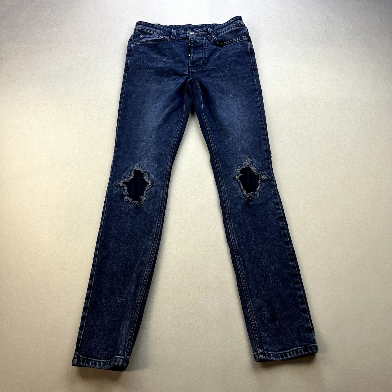 Distressed Ksubi Men Jeans Ksubi Mens Jeans 32x32 Blue Wash Chitch Slim Fit  Cotton Stretch