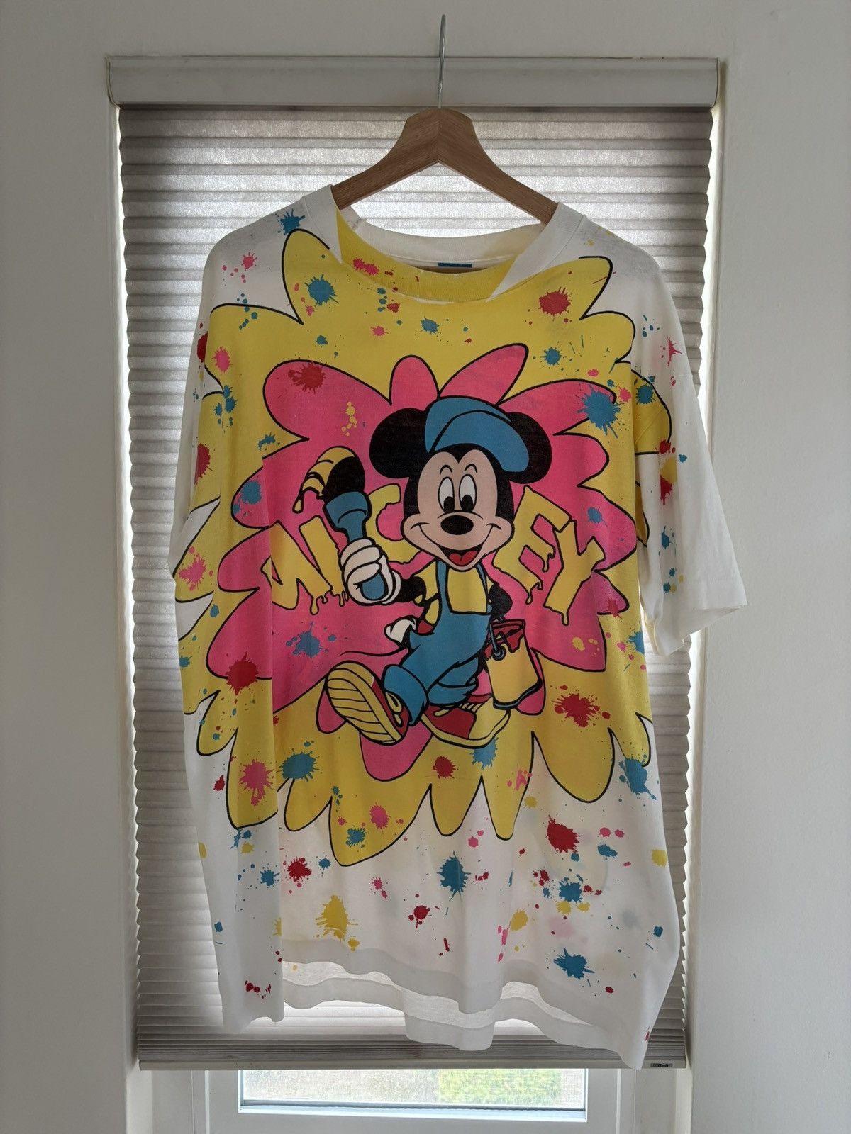 Disney Vintage Disney Mickey Mouse Paint Splatter Tee Size US XL / EU 56 / 4 - 1 Thumbnail