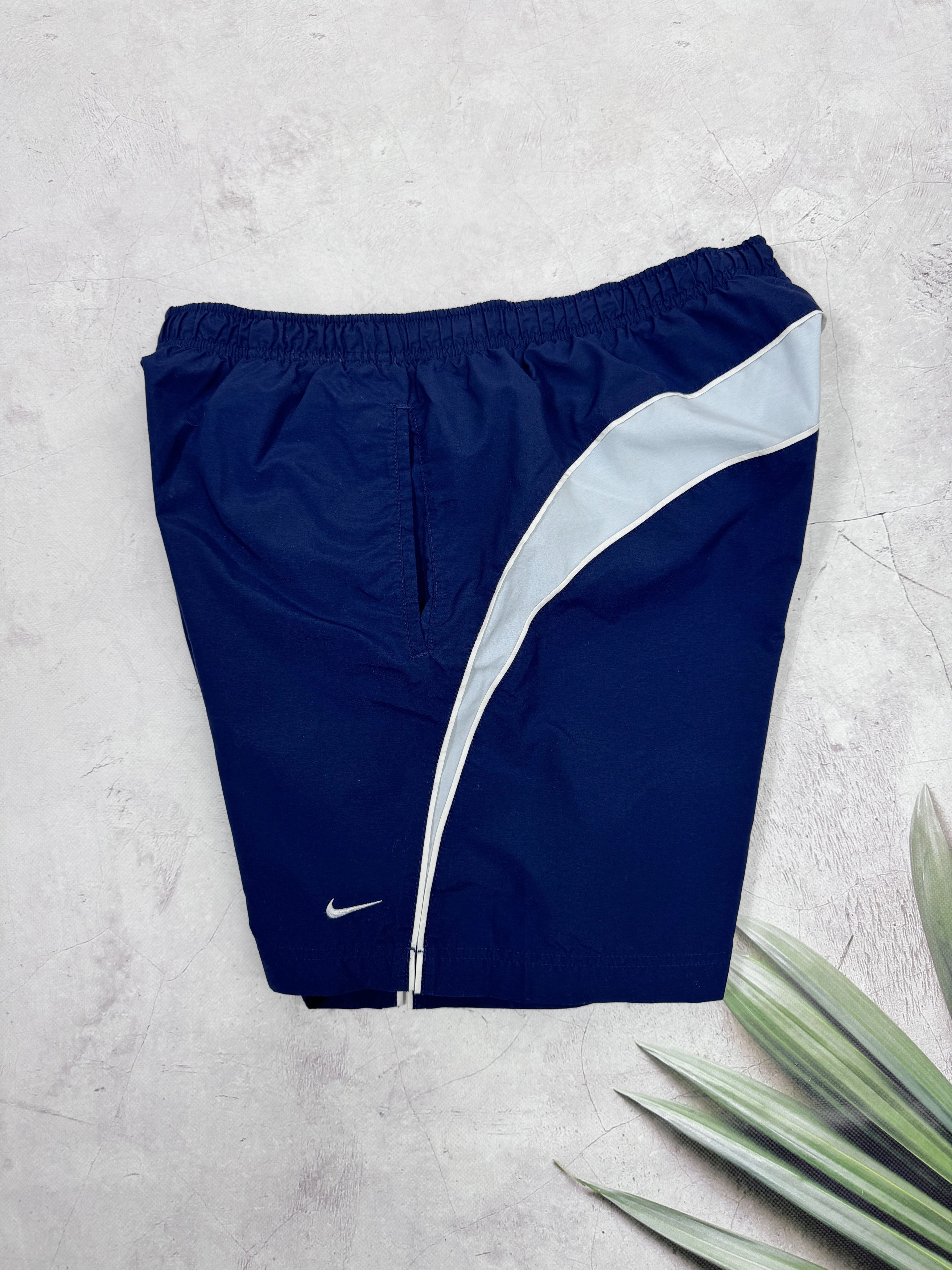 Nike × Vintage Vintage Nike Shorts Swoosh Logo Dark Blue Size US 36 / EU 52 - 4 Thumbnail