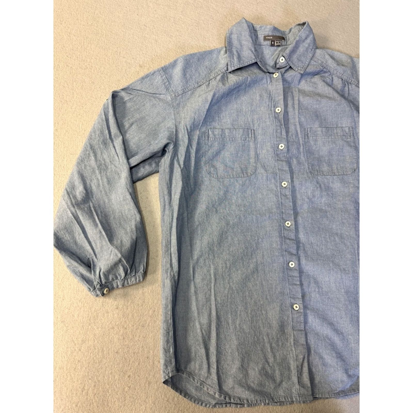 Vince Vince Womens Small Blue Chambray Button Front Casual Raglan Shirt Size S / US 4 / IT 40 - 3 Thumbnail