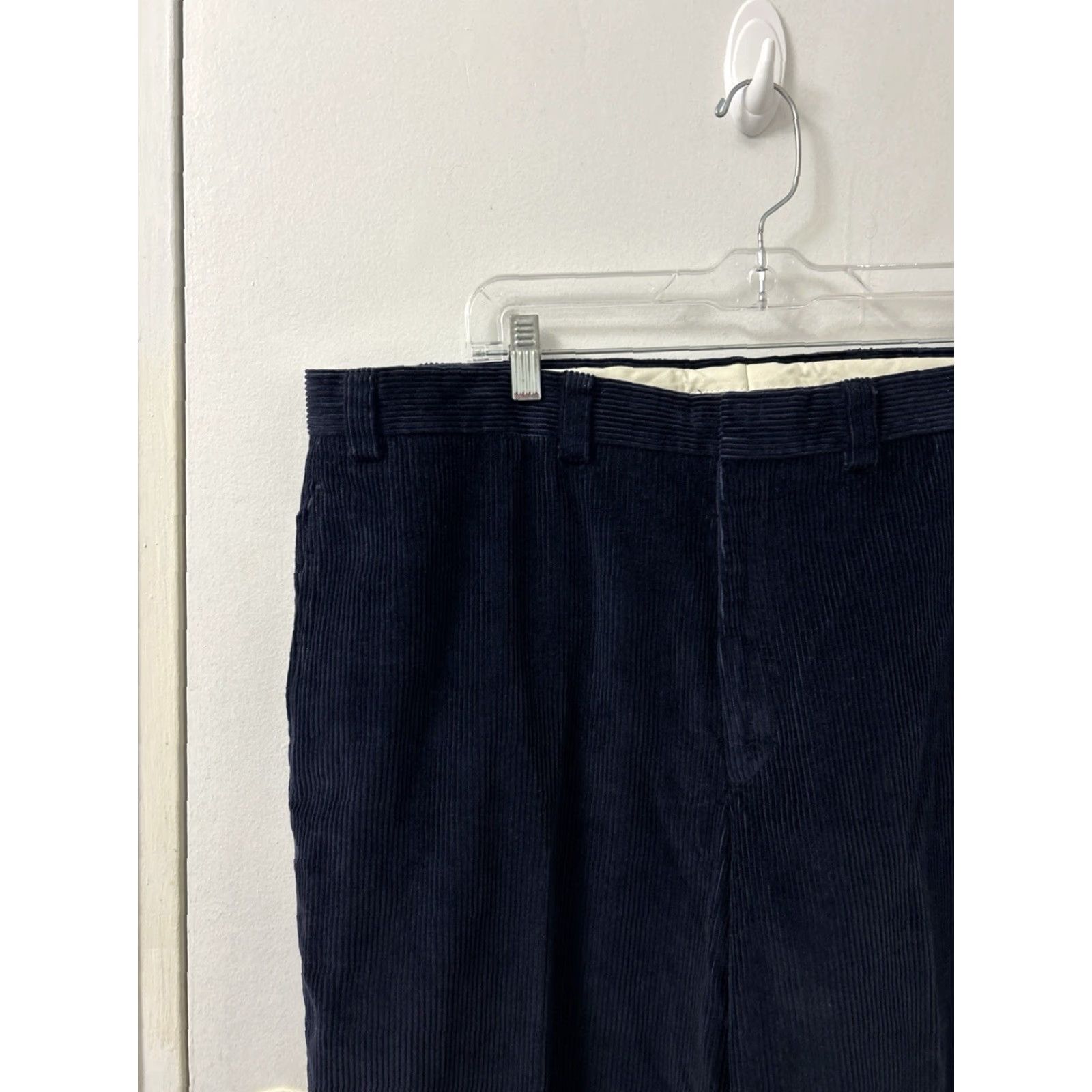 Vintage LL Bean Country Corduroy Pants Mens 40x30 Navy Blue Straight Leg Trousers Side Zip 5-Pocket Classic Fit Casual Workwear Dress Pants Size US 40 / EU 56 - 5 Thumbnail