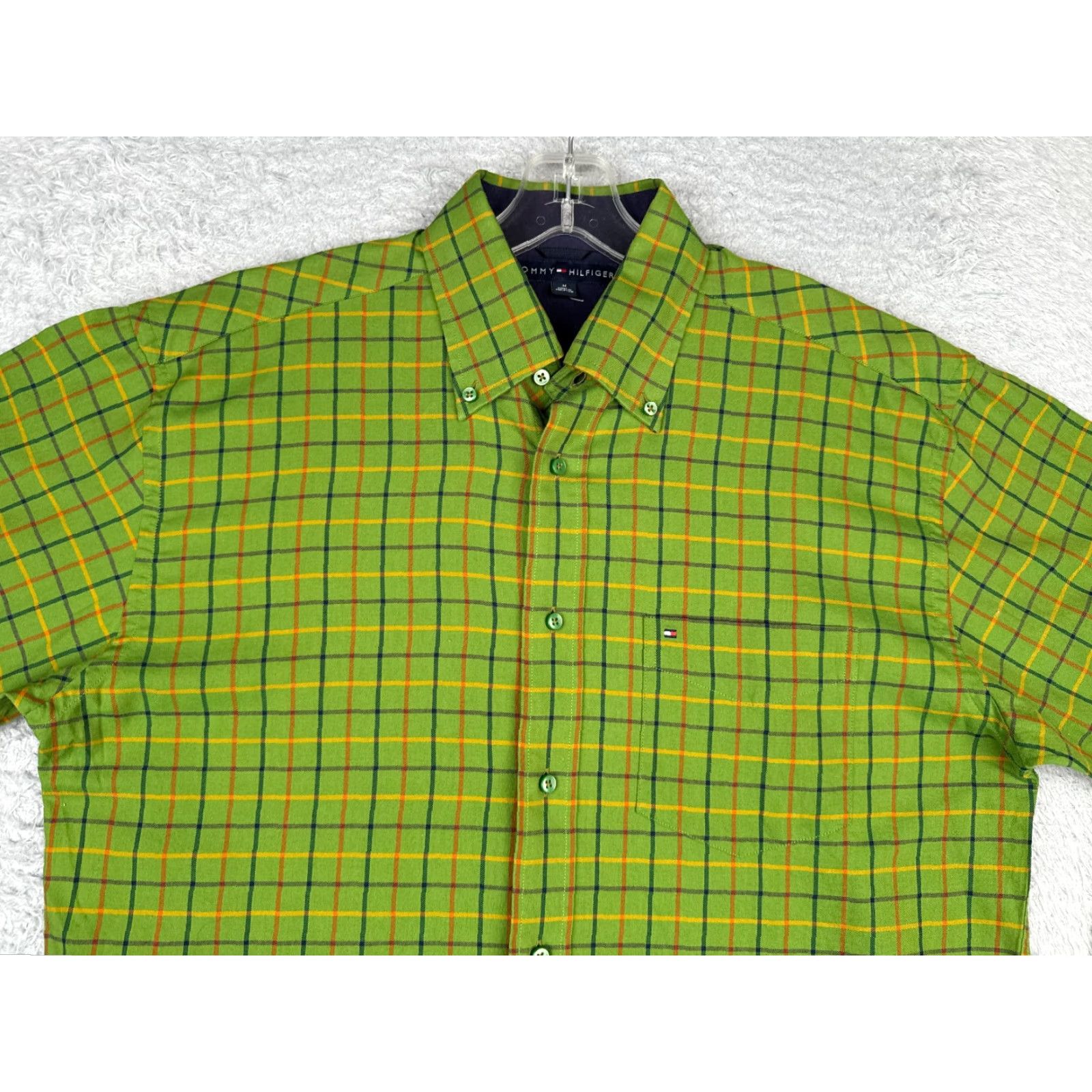 Tommy Hilfiger Tommy Hilfiger Shirt Adult Medium Green Plaid Flannel Long Sleeve Button-Up Pocket Mens Size US M / EU 48-50 / 2 - 4 Thumbnail