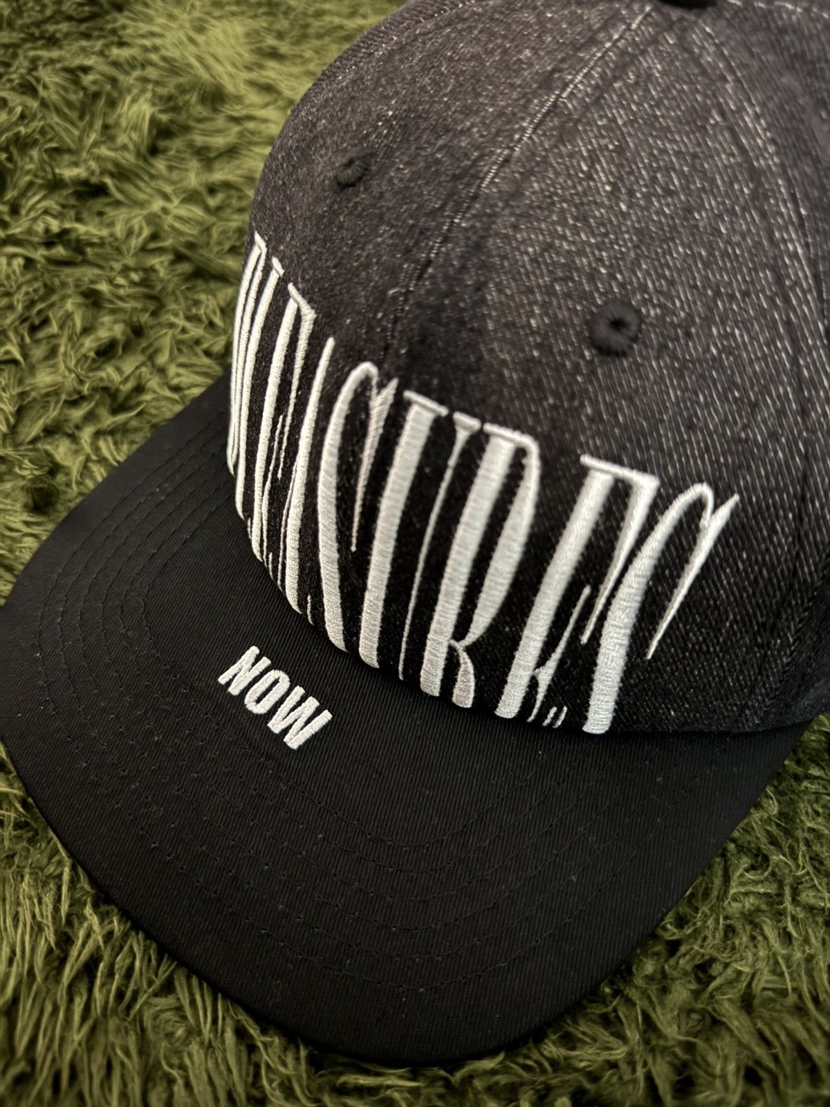 Pleasures Pleasures embroidery now logo stretch 6 Panel denim cap Size ONE SIZE - 2 Thumbnail