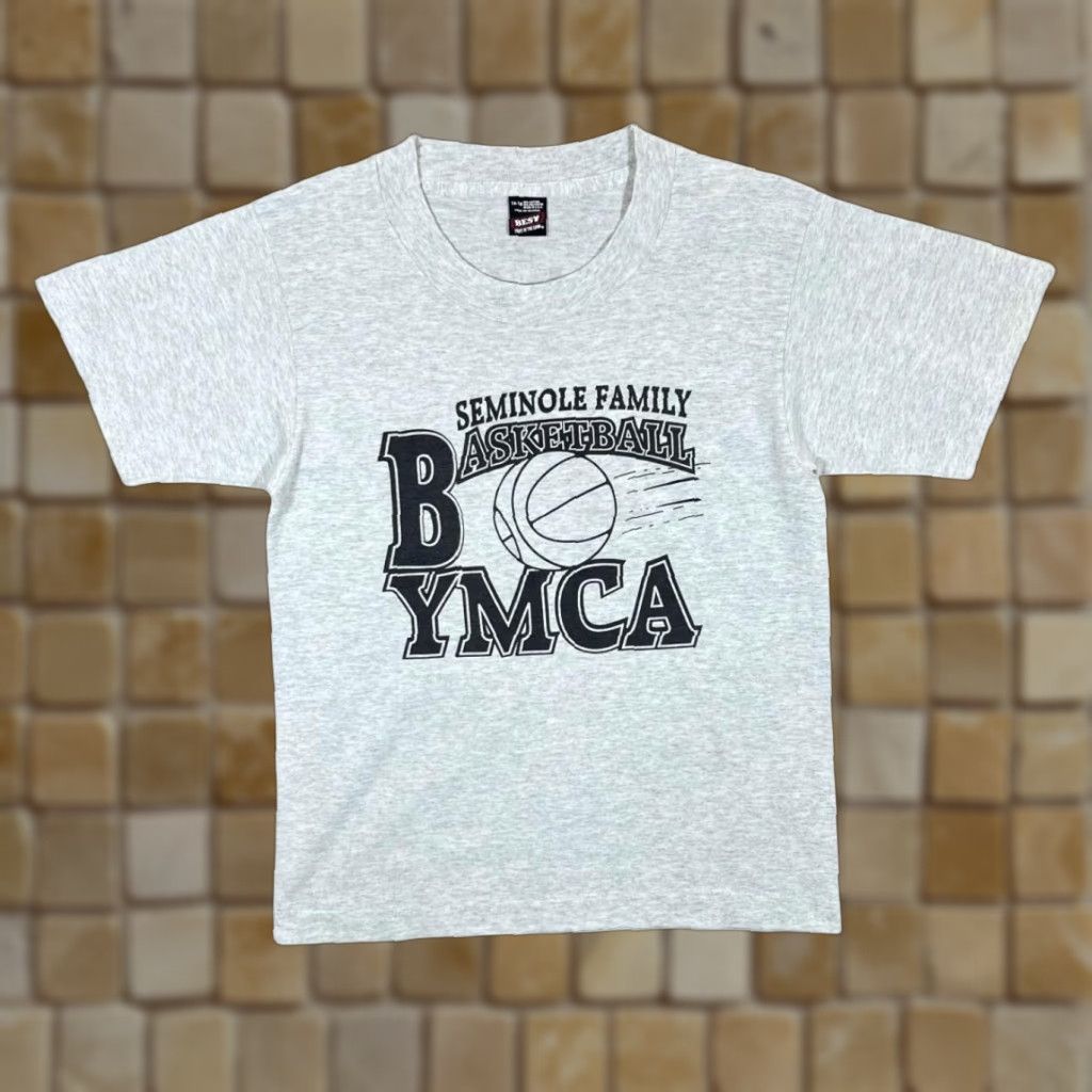 Fruit Of The Loom VINTAGE 90s SEMINOLE FAMILY BASKETBALL "YMCA" Single Stitch Graphic T-Shirt Womens S/M Grey Shirt Girls Womens Size S / US 4 / IT 40 - 1 Thumbnail