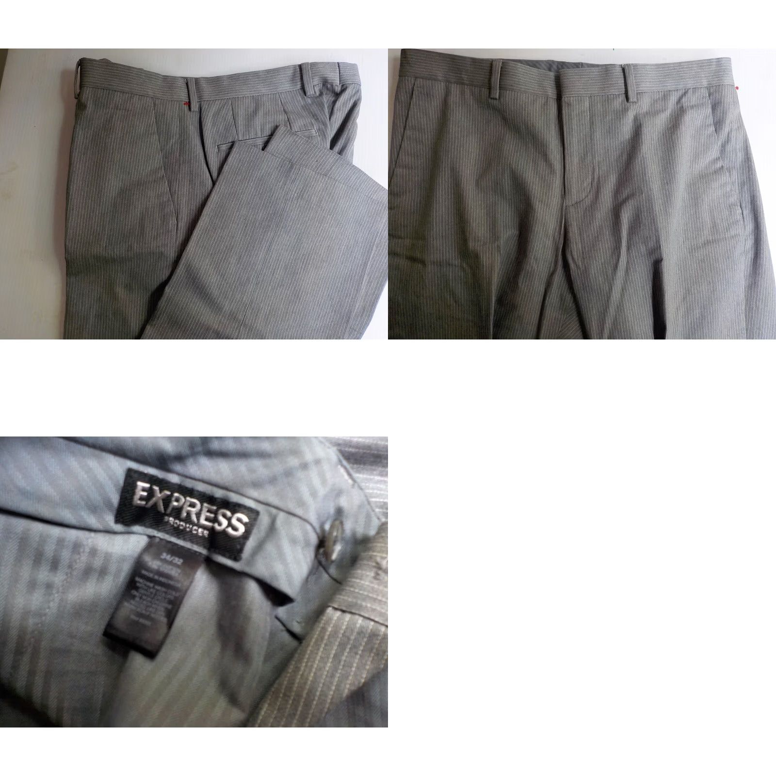Express EXPRESS Gray Pinstriped 2 Button Notch Collar Suit 40R 34x31 Mens Wool Blend 2 Piece Size 40R - 8 Thumbnail