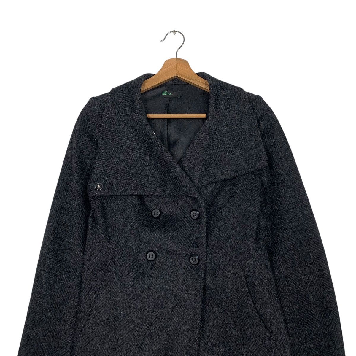 Benetton Benetton Double Breasted Herringbone Coat Size XS / US 0-2 / IT 36-38 - 2 Thumbnail
