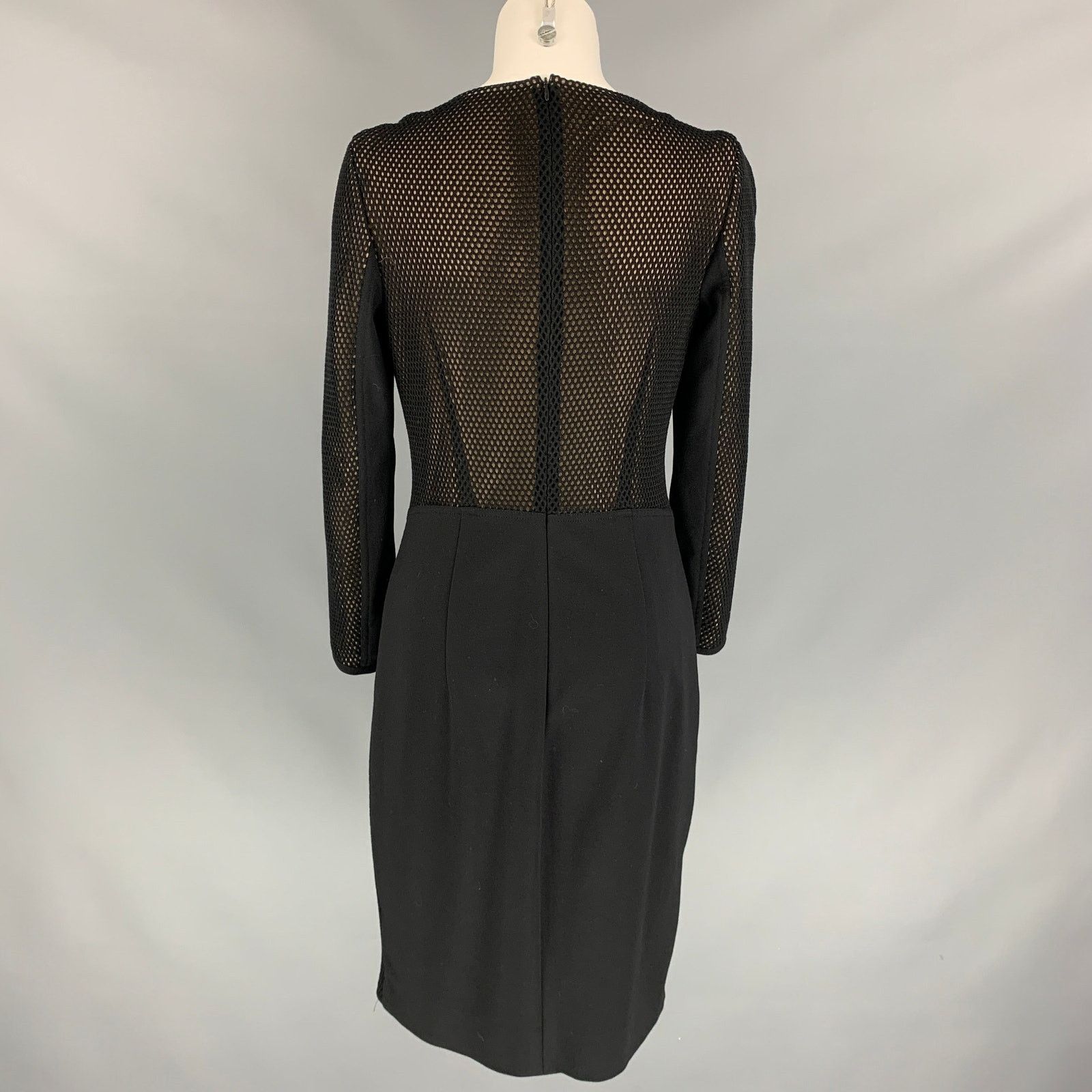 Akris AKRIS Black Mesh Viscose Blend Below Knee Sheath Dress Size M / US 6-8 / IT 42-44 - 4 Thumbnail