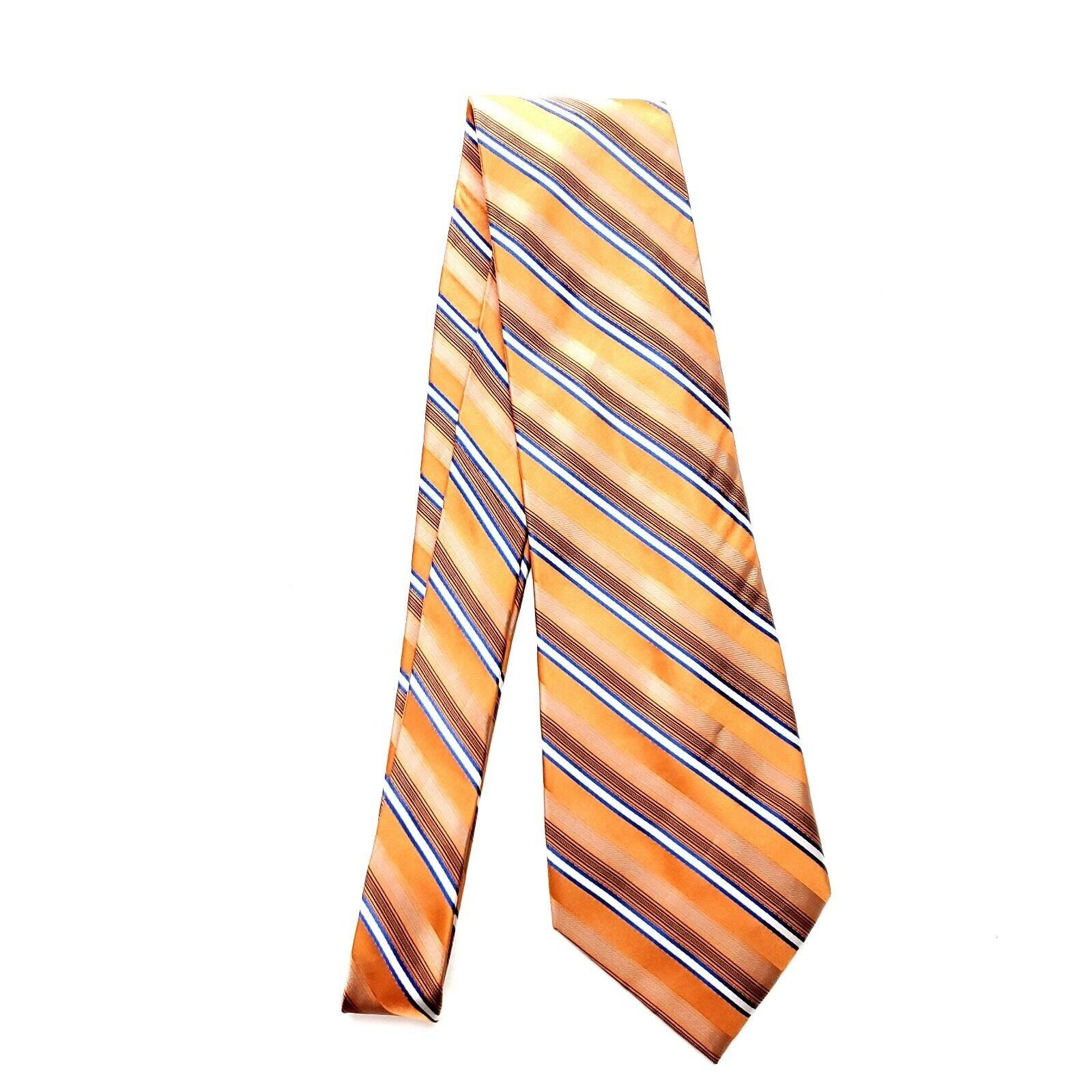 Pierre Cardin Pierre Cardin Silk Tie Woven Orange Striped Wide Size ONE SIZE - 6 Thumbnail