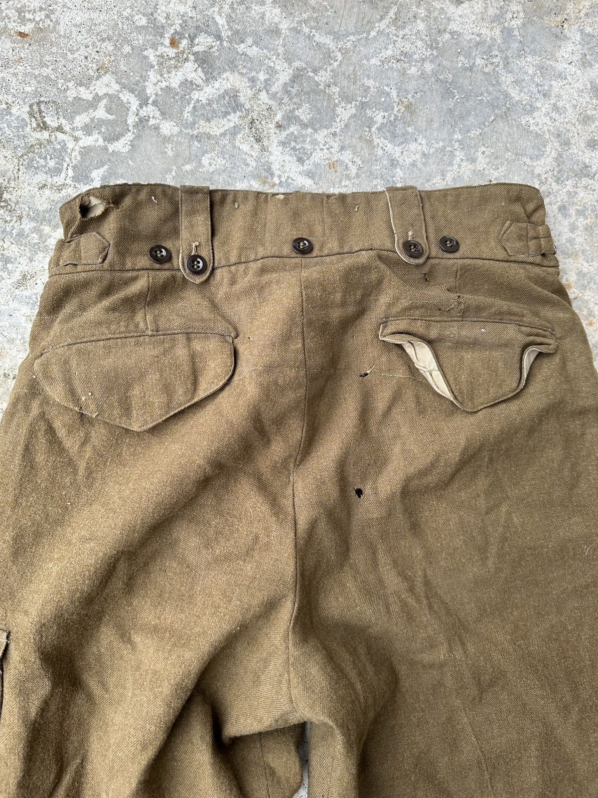 Vintage Trashed 1950s AUSTRALIA US Army Wool Trousers Cargo pant Size US 35 - 15 Thumbnail