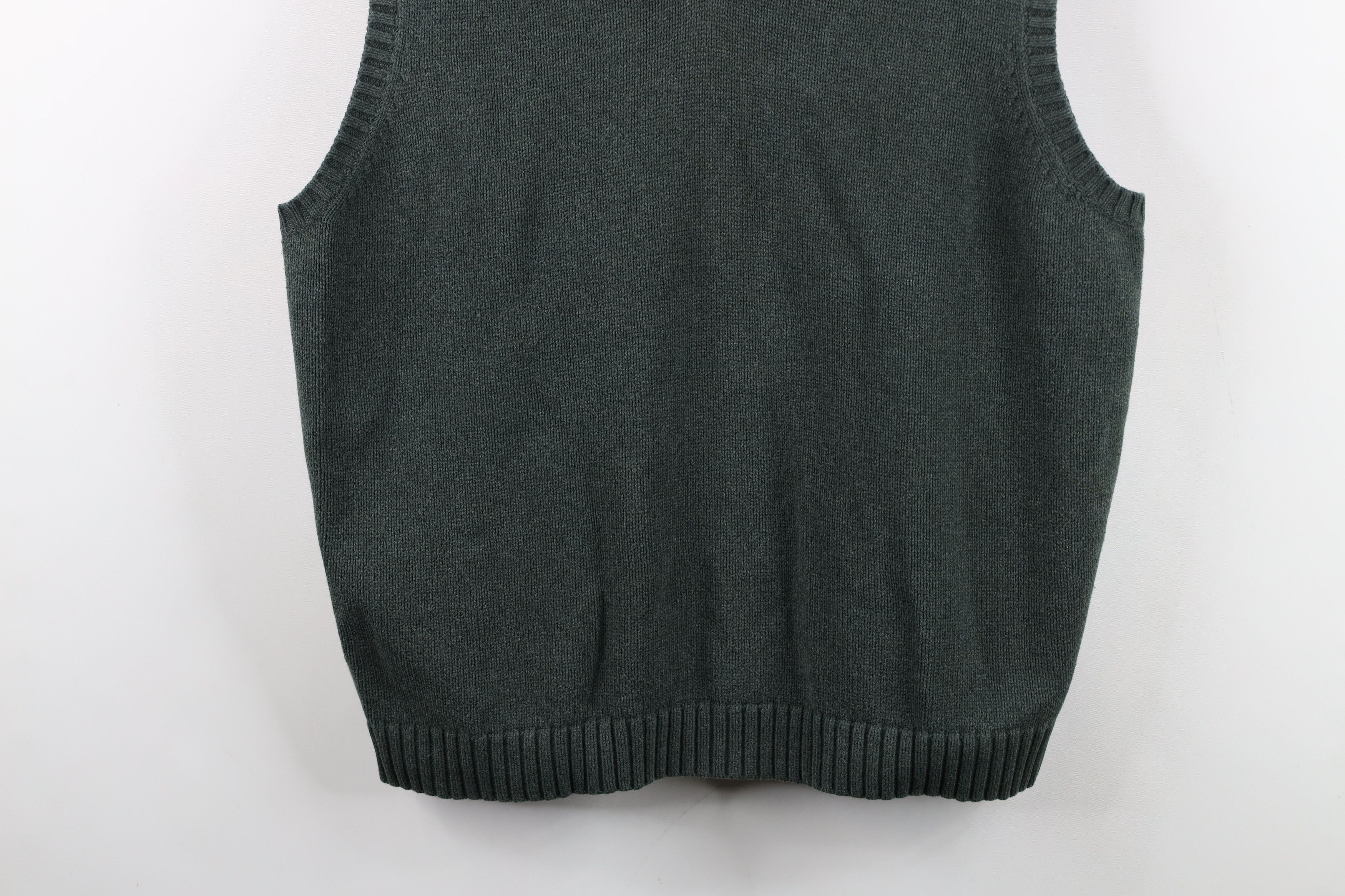 L.L. Bean Vintage 90s LL Bean Cotton Knit V-Neck Sweater Vest Green Size US L / EU 52-54 / 3 - 3 Thumbnail