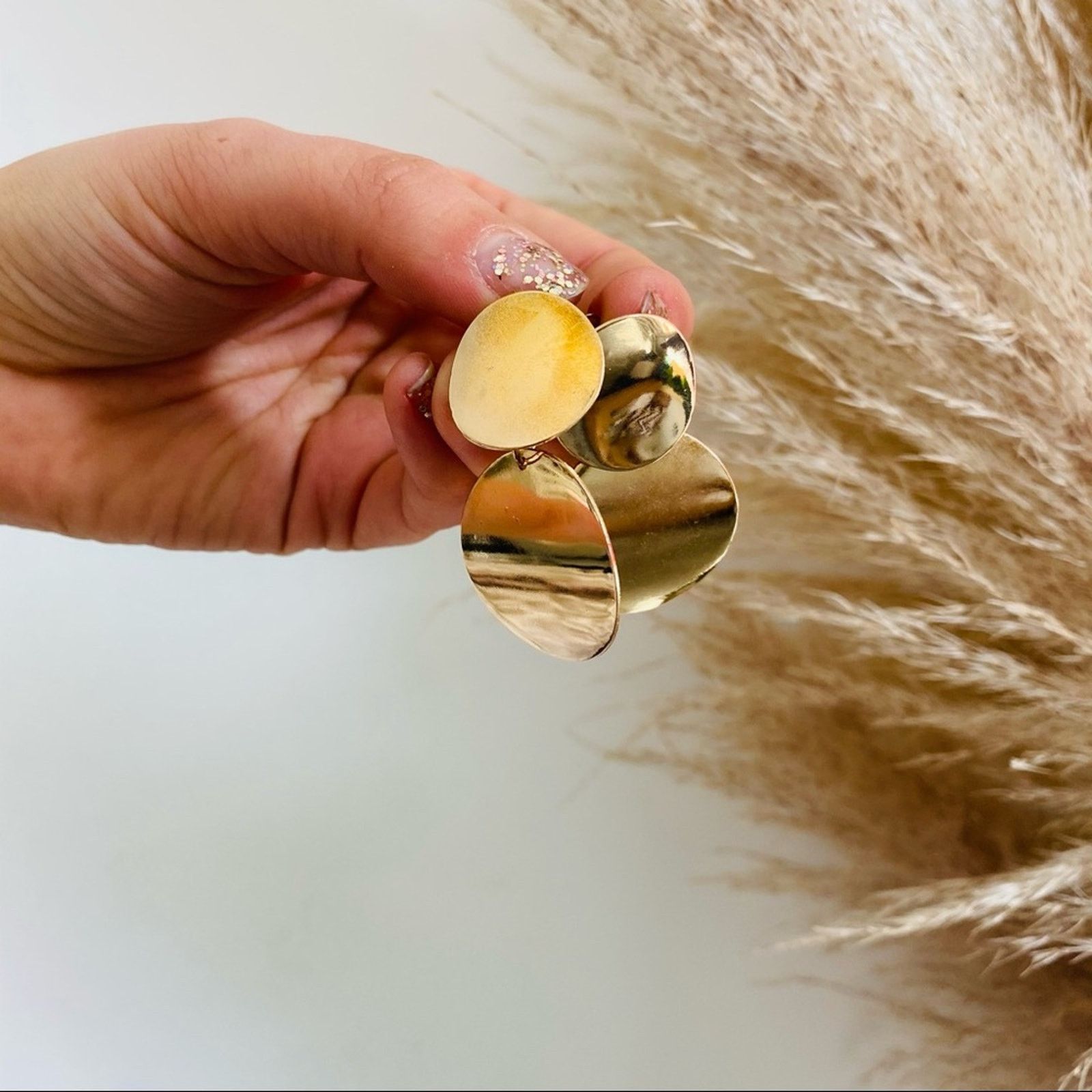 Nordstrom NEW NORDSTROM REVOLVE Gold Circle Stud Drop Earrings Jewelry Size ONE SIZE - 4 Thumbnail
