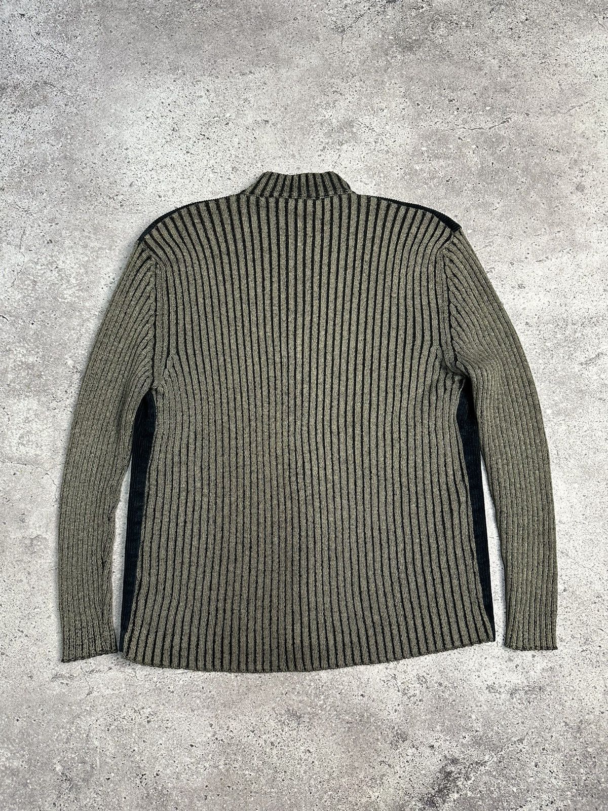 Japanese Brand × Vintage Vintage Avant Garde Ribbed Knitted Sweater Full Zip Striped Size US L / EU 52-54 / 3 - 9 Thumbnail