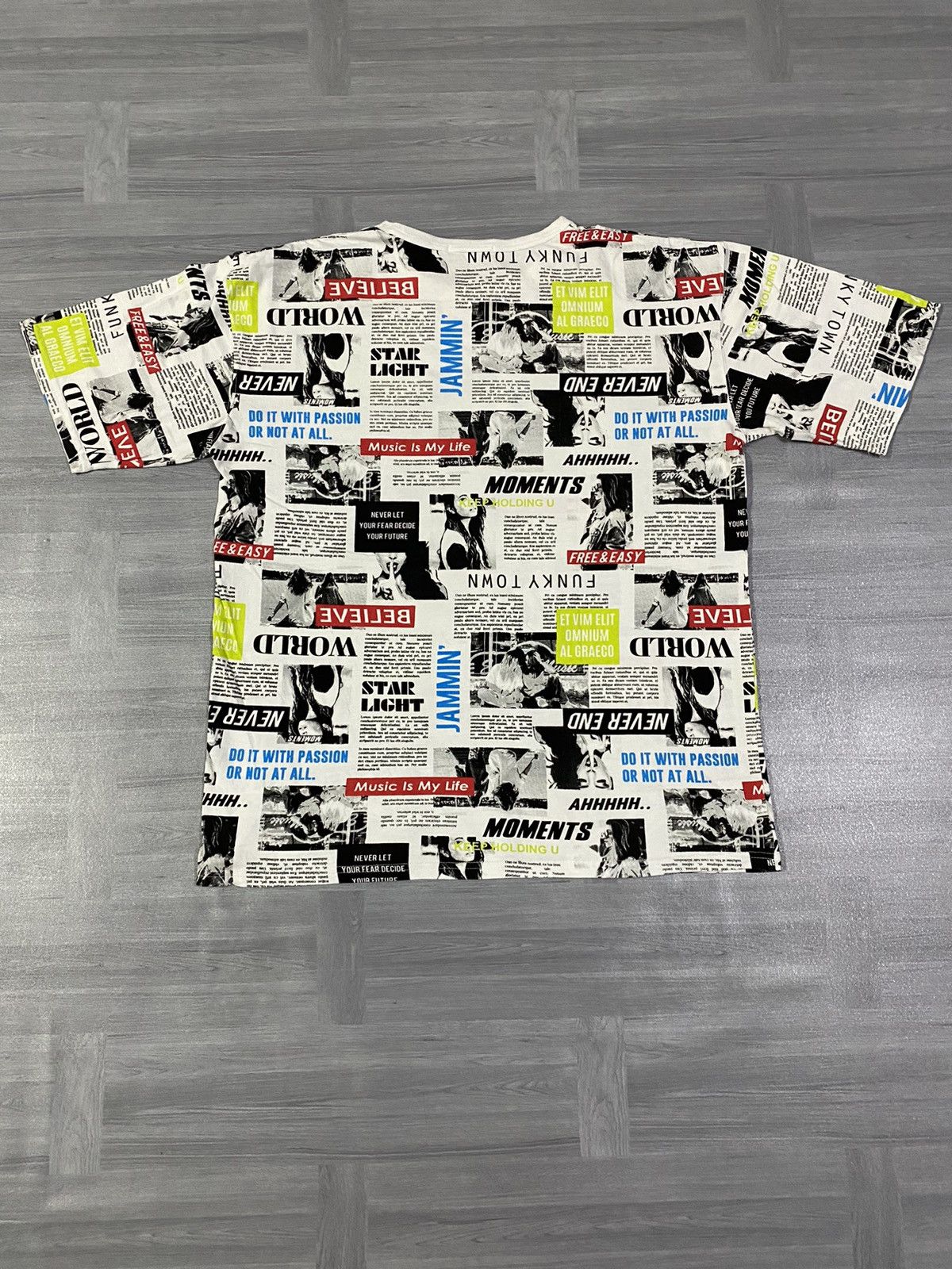 Japanese Brand Thunder Storm Newspaper Headlines Tees Size US XL / EU 56 / 4 - 9 Thumbnail
