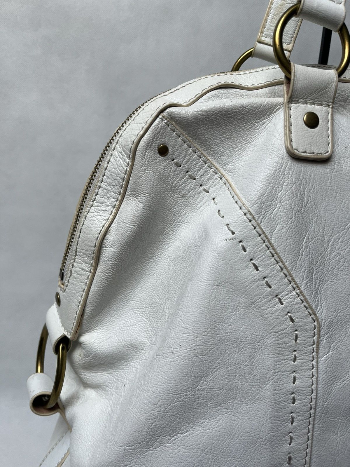 Yves Saint Laurent Yves Saint Laurent rive gauche Muse white leather hand bag Size ONE SIZE - 13 Thumbnail