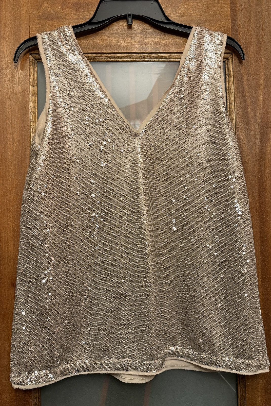 Gap Gap Women Sleeveless Silver Sequin Lined Evening Tank Top Size M / US 6-8 / IT 42-44 - 6 Thumbnail