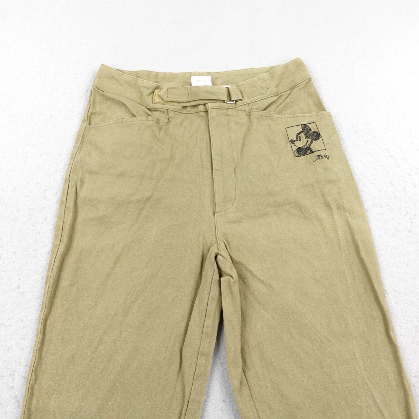 Mickey & Co. VINTAGE Disney Pants Womens Large Tan Mickey Mouse Embroidered Chino Belted 90s Size 36" / US 14 / IT 50 - 2 Thumbnail