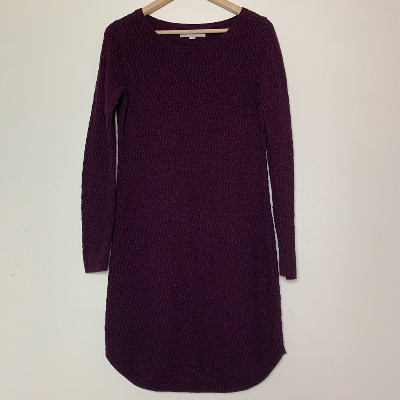 Loft Loft Wine Cable Textured Knit Tunic Sweater Women’s Size Med Size M / US 6-8 / IT 42-44 - 4 Thumbnail