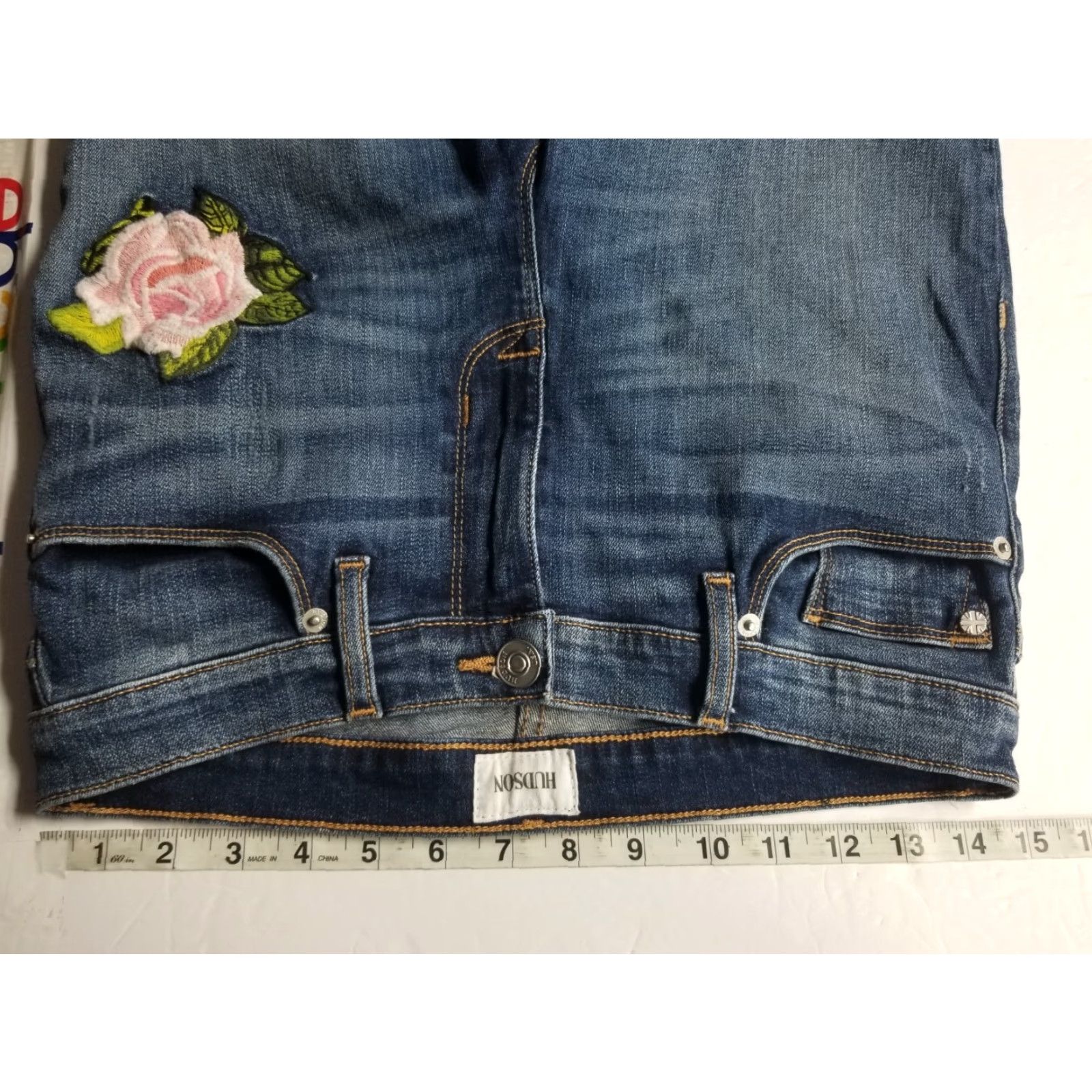 Hudson HUDSON Nico Ankle Skinny Jeans Mid Rise Floral Embroidery Denim Blue 28 Womens Regular Size 28 Skinny Girly Trend Size 28" / US 6 / IT 42 - 3 Thumbnail