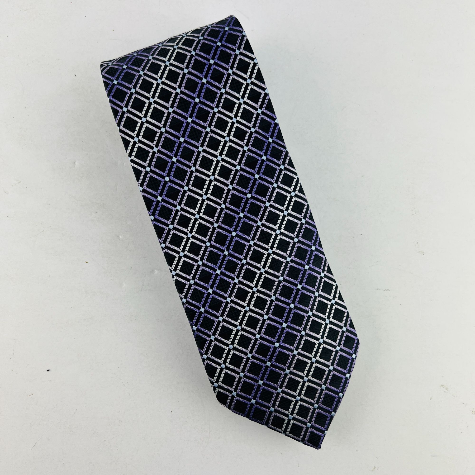 Croft & Barrow Croft & Barrow Necktie Tie Diamond Design Purple Silver Blac Size ONE SIZE - 1 Thumbnail