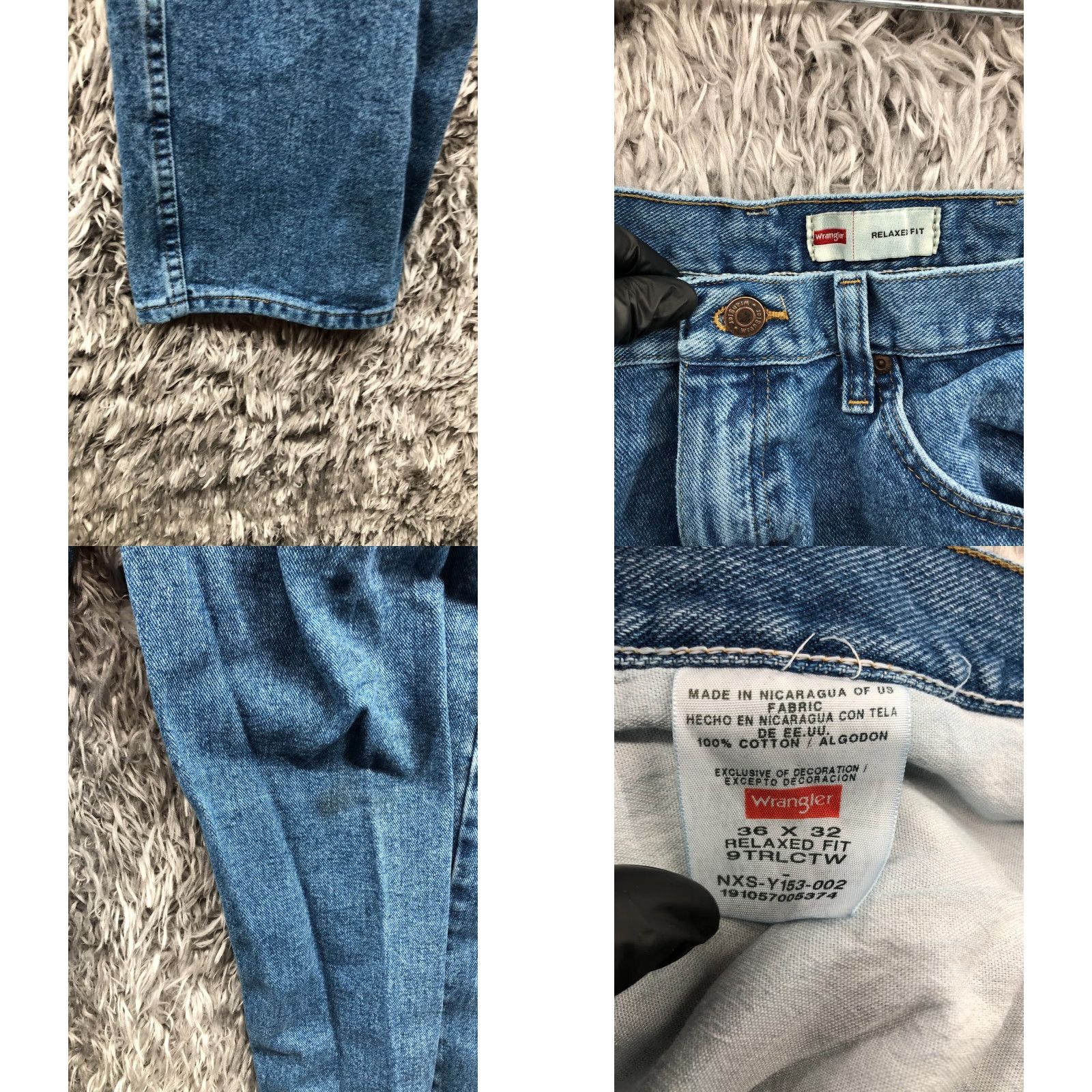 Wrangler Wrangler Relaxed Straight Jeans 36x32 Mens Mid Wash Blue Denim 5-Pocket Logo Belt Loops Cotton Blend Modern Classic Western Style Regular Mens Size US 36 / EU 52 - 8 Thumbnail
