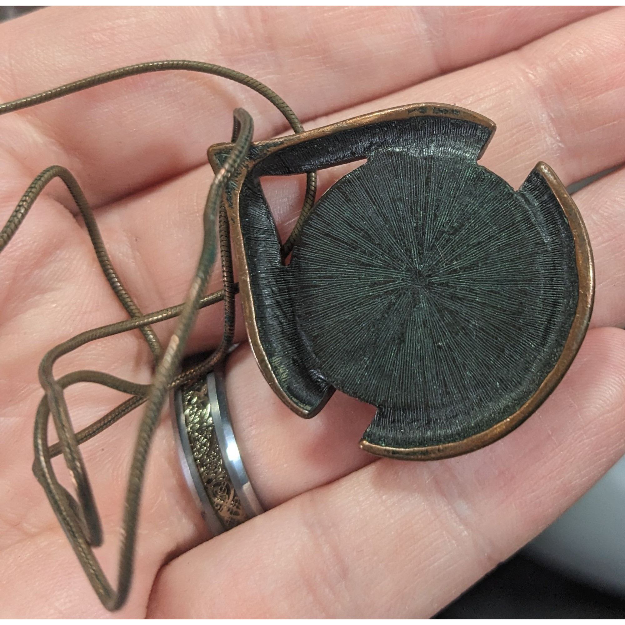Express Express Art Deco Glass Cabochon Antiqued Gold Tone Pendant N Size ONE SIZE - 7 Thumbnail