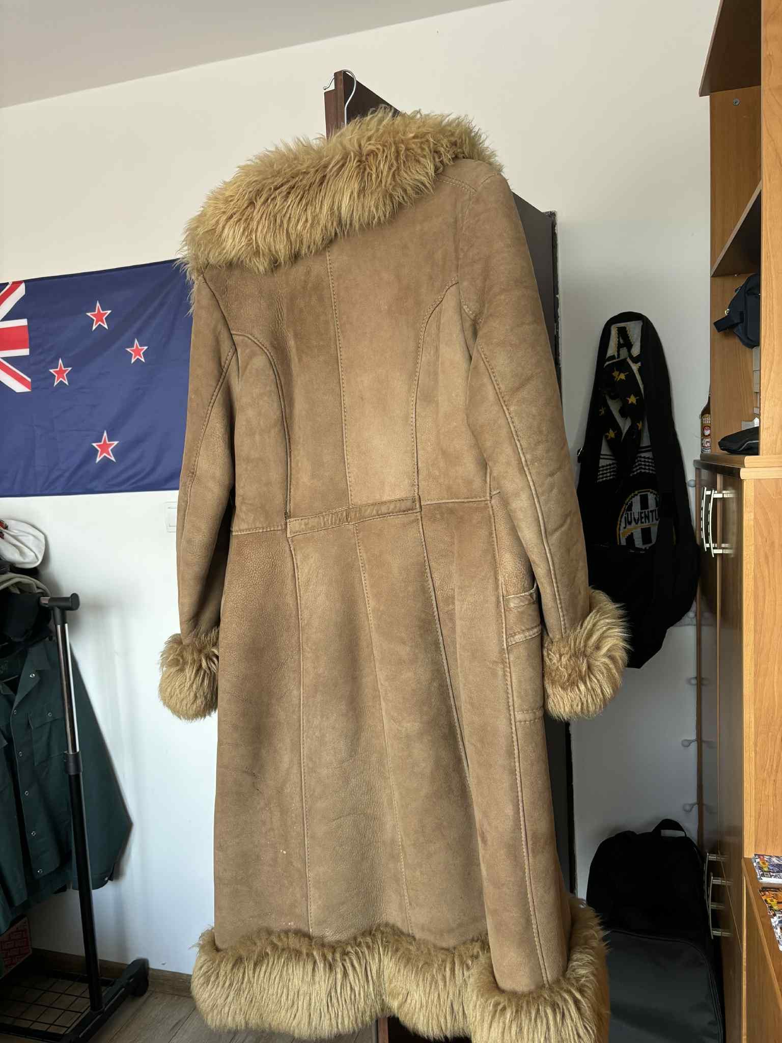 Other beige long coat fur long 1980s vintage women's jacket Size L / US 10 / IT 46 - 2 Thumbnail