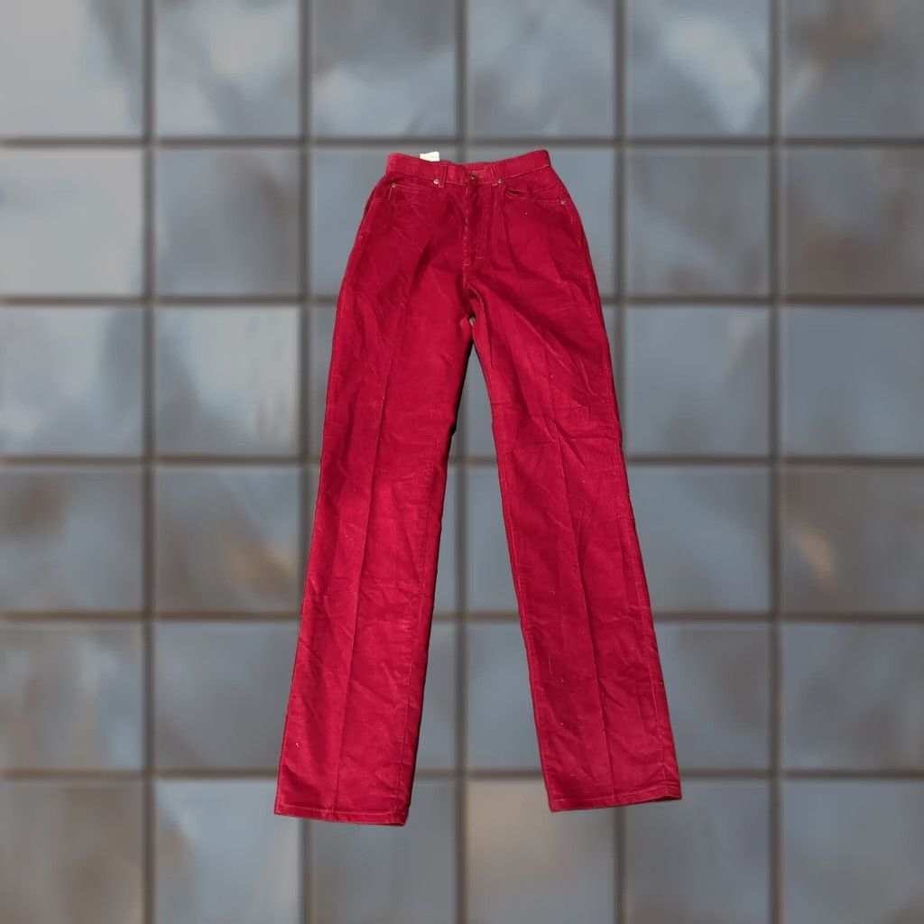 Lee VINTAGE LEE Riders High-Waist Corduroy Pants Teens 24x33 Red UNION Talon Size 42" / US 20 - 1 Thumbnail
