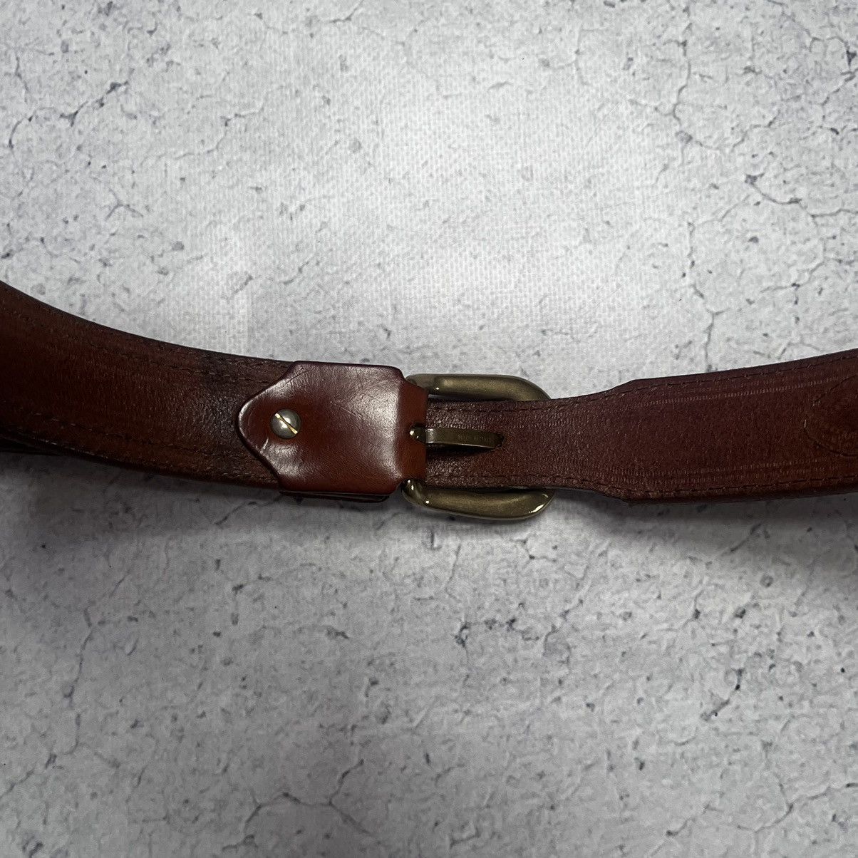 Designer × Japanese Brand × Vintage Brown Leather Belt Brass Hardware Italy Columbus Hype 00s Size ONE SIZE - 9 Thumbnail
