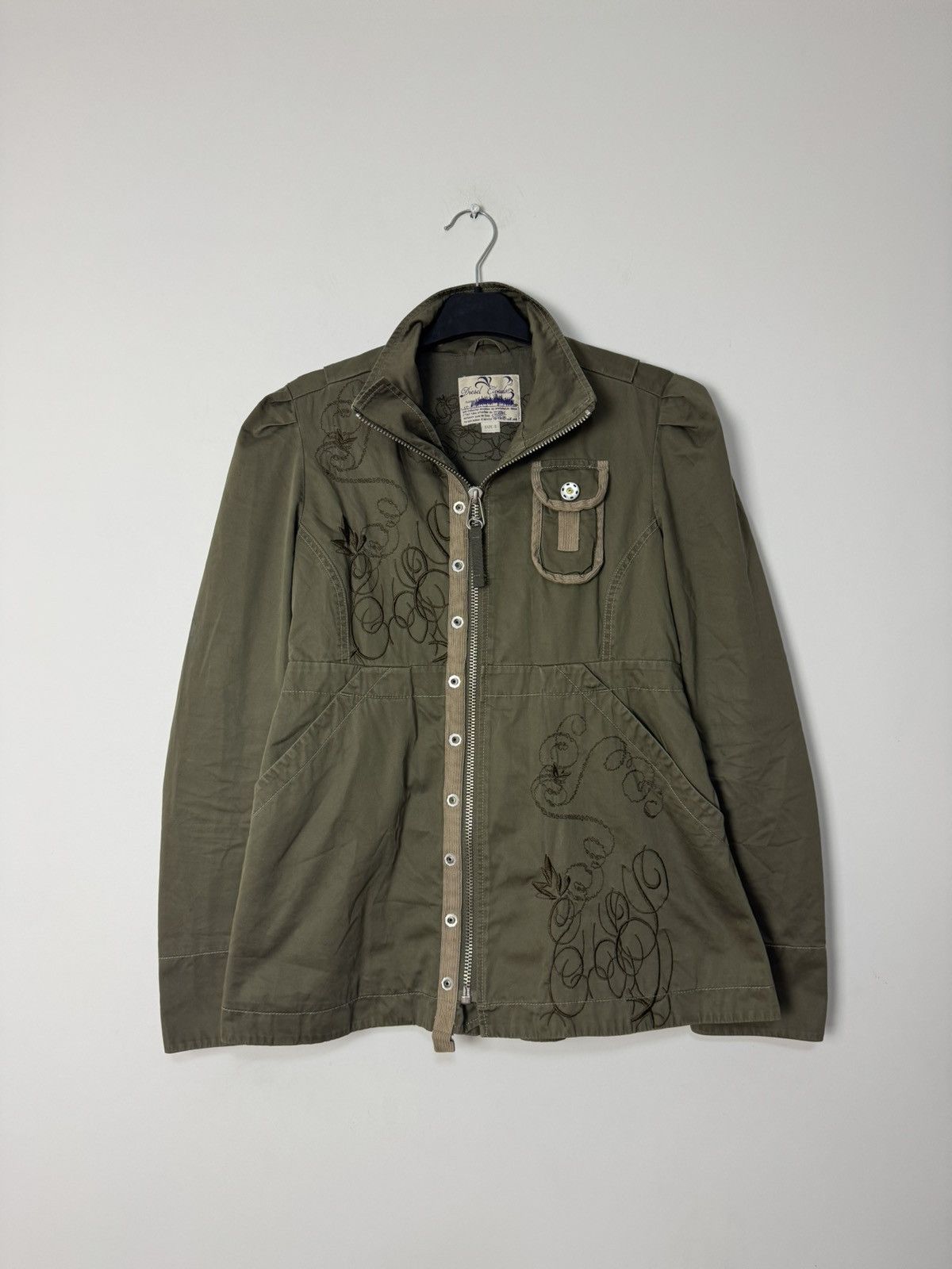 ジャケット・アウター 00s DIESEL archive military jacket y2k M Rare Vintage Diesel “Clouds” Embroidered Military Jacket 00s
