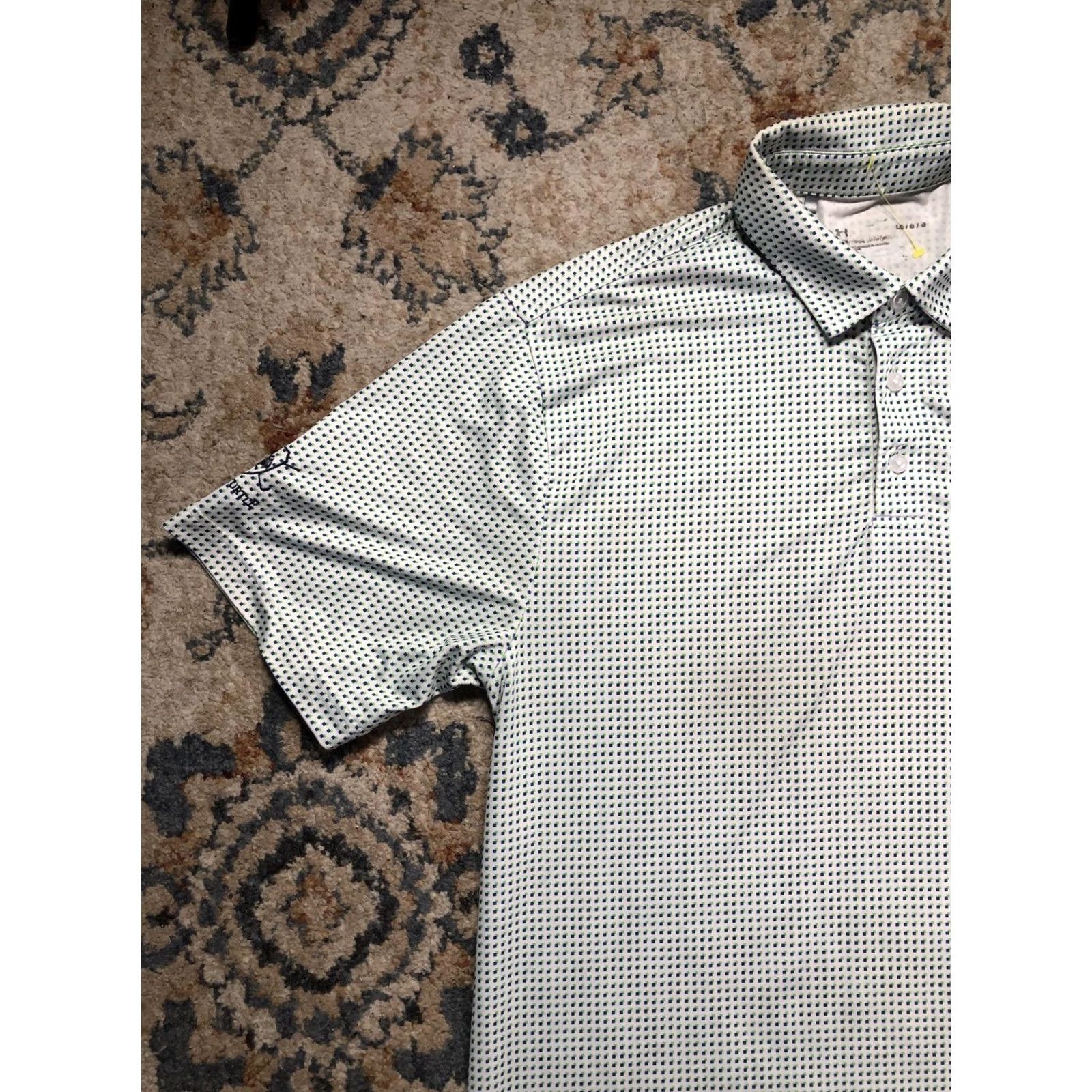 Under Armour Under Armour Polo Shirt Mens L White Geometric Print Short Sleeve Golf Size US L / EU 52-54 / 3 - 3 Thumbnail