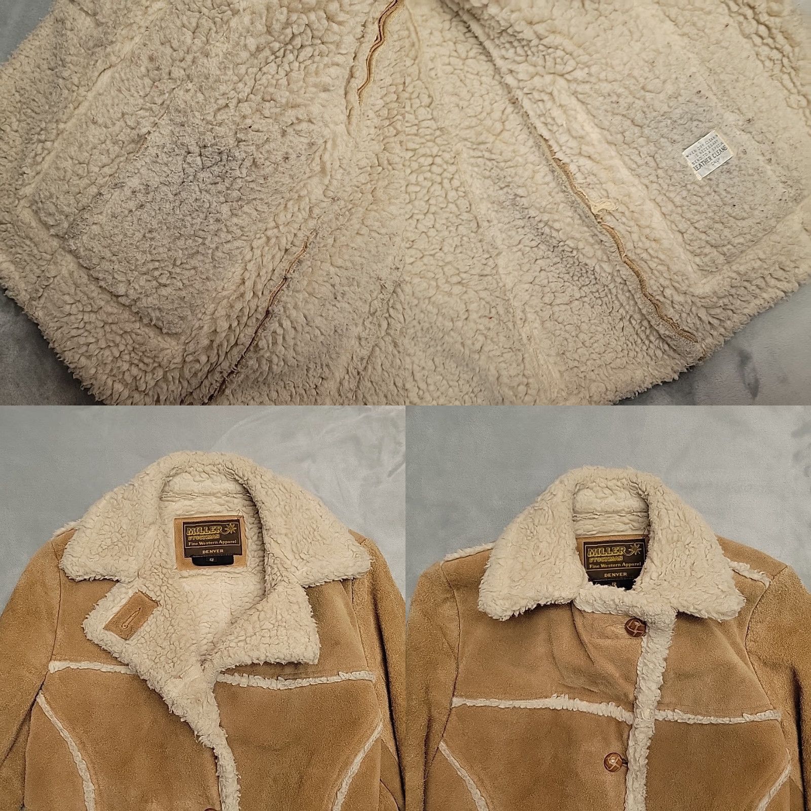 Vintage VINTAGE Miller Stockman Jacket Womens 12 Brown Suede Leather Sherpa Western Cowboy Coat All Seasons Wind-Resistant Size XL / US 12-14 / IT 48-50 - 8 Thumbnail