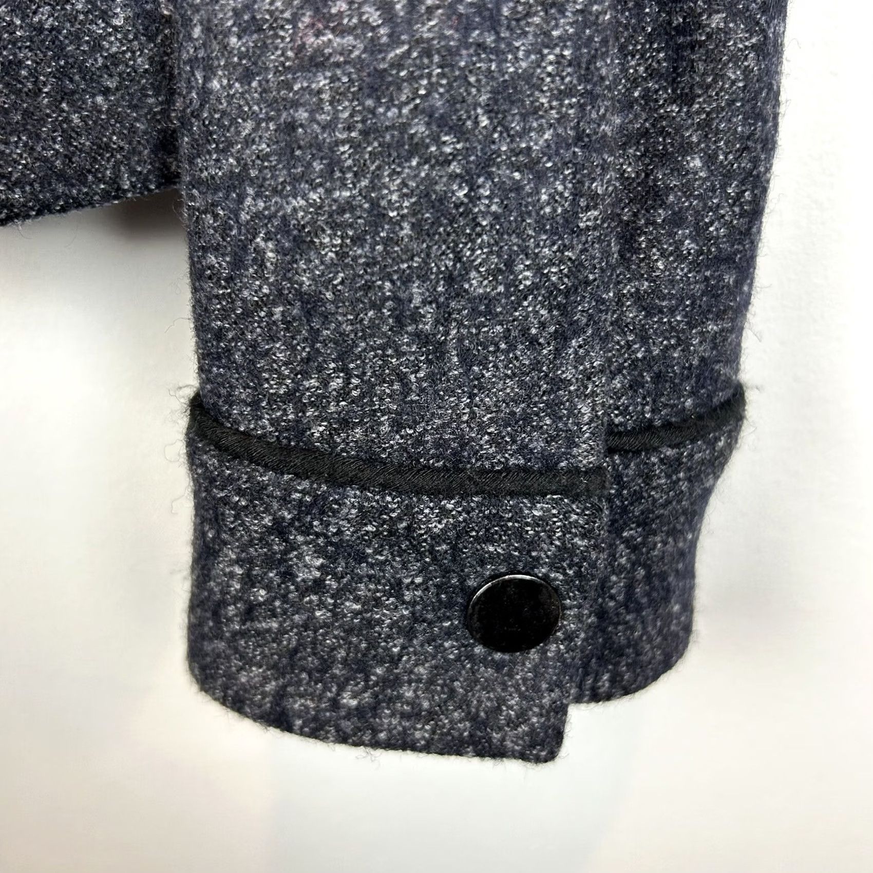 Ann Taylor Loft Suit Jacket Blazer Womens 12 Navy Wool Blend Mandarin Collar Snap Size XL / US 12-14 / IT 48-50 - 6 Thumbnail