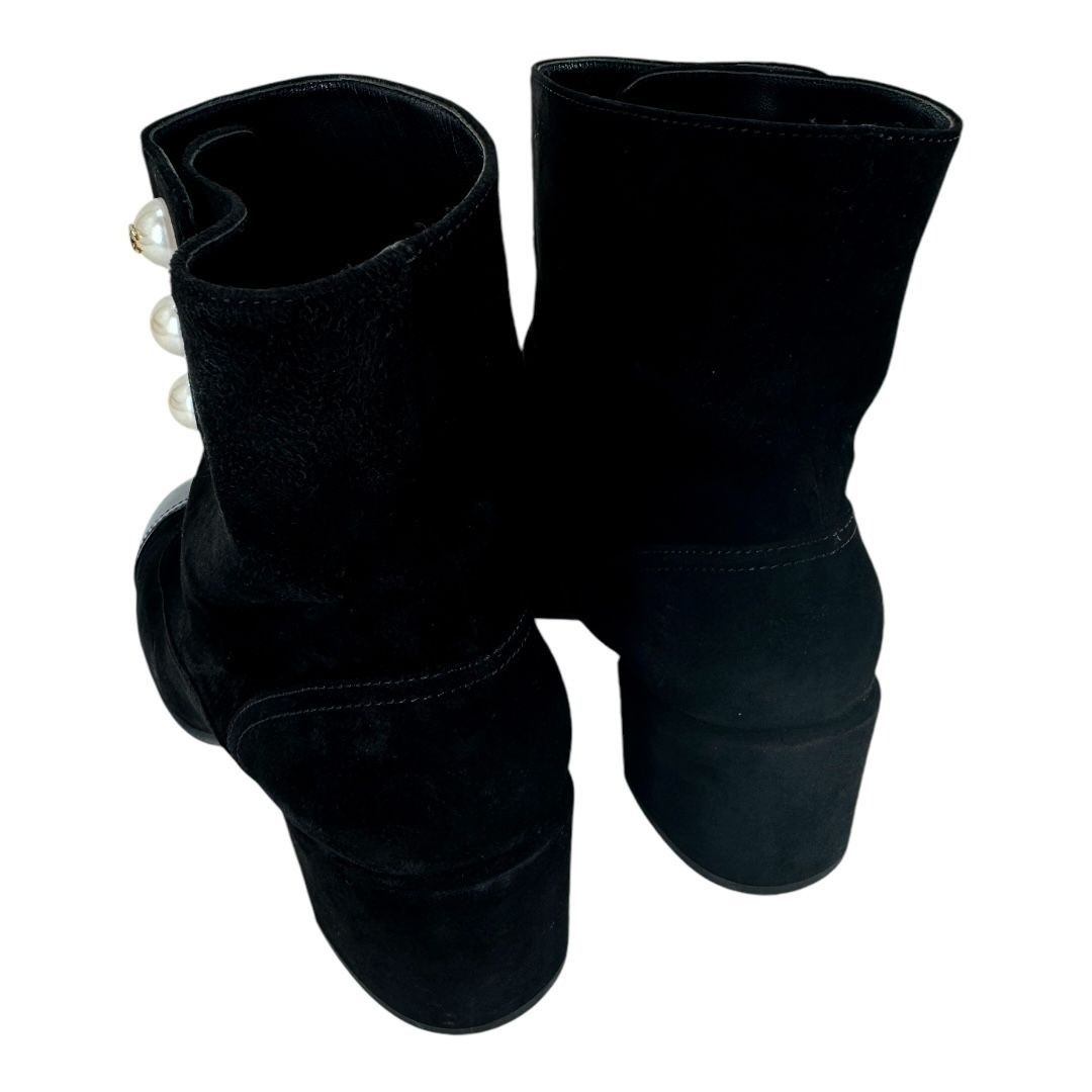 Chanel Chanel Suede Pearl CC Logo Patent Cap Toe Short Boots Size US 10 / IT 40 - 7 Thumbnail