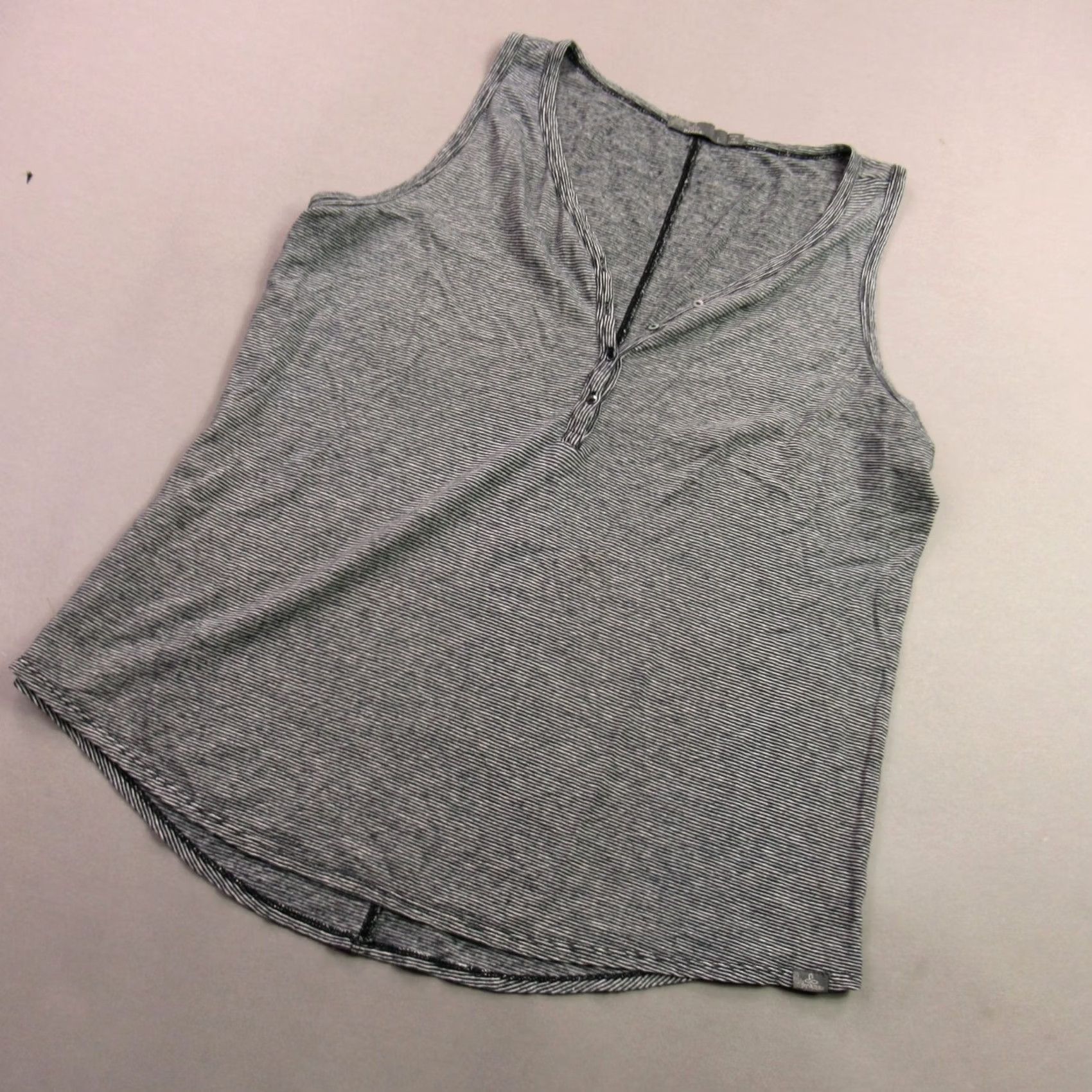 Prana Prana Top Womens Large Sleeveless V Neck Lightweight Gray Stripes Pullover Size L / US 10 / IT 46 - 2 Thumbnail