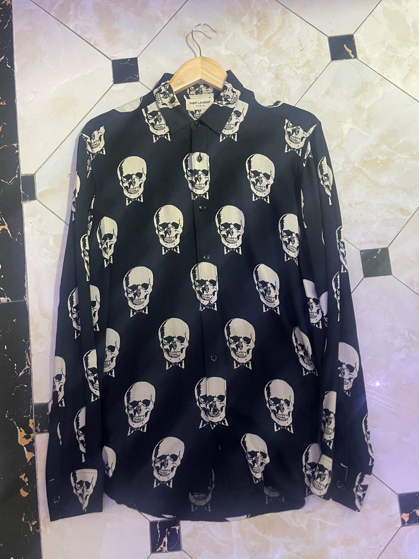 Saint Laurent Paris Skeleton silk shirt