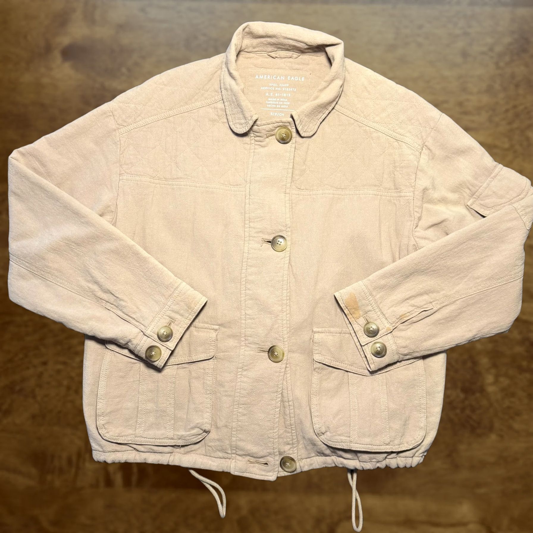 American Eagle Outfitters VINTAGE American Eagle Outfitters Jacket Mens Small Beige Canvas Military Quilted Lined Size US S / EU 44-46 / 1 - 1 Thumbnail