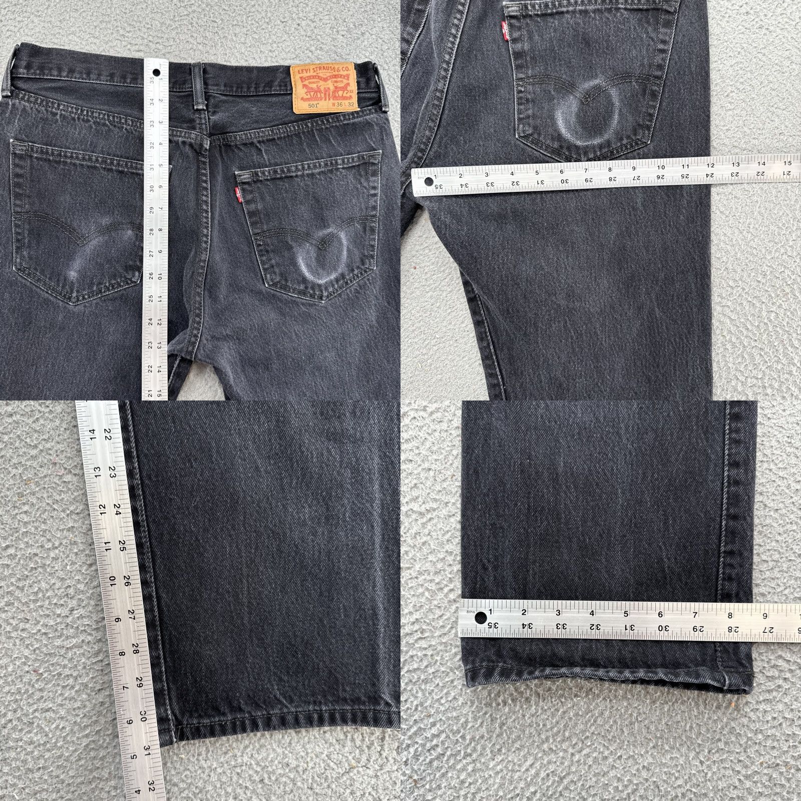 Levi's Levi's 501 Jeans Men's Black Denim Button Fly 36x32 Regular Straight 5-Pocket Denim Cotton Classic American 501 Model Mens Size 36 Inseam 32 Size US 36 / EU 52 - 8 Thumbnail