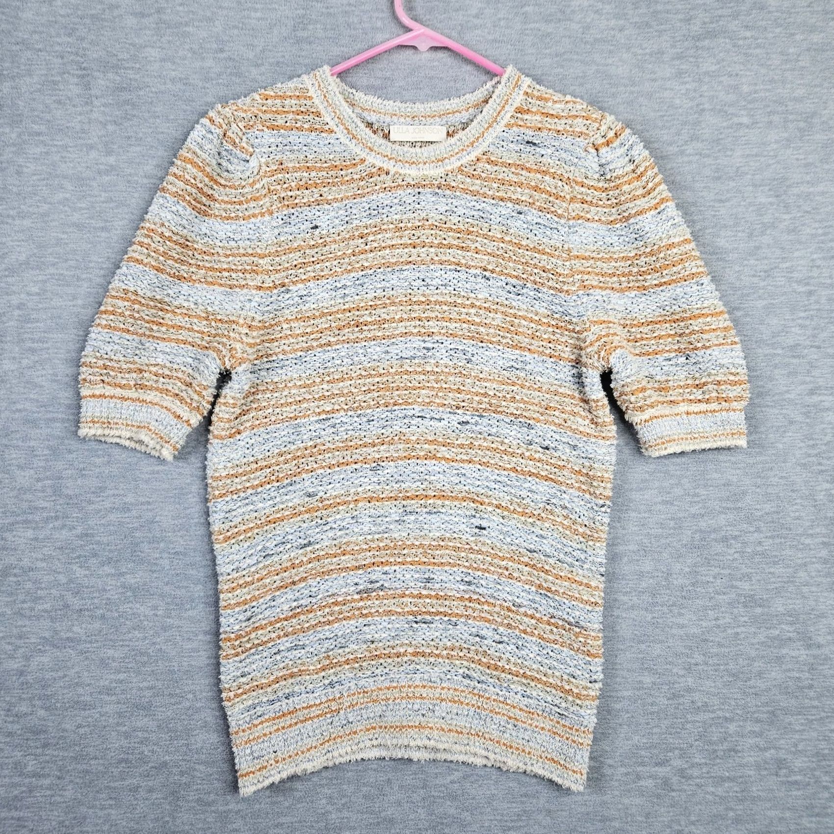 Ulla Johnson ULLA JOHNSON Women's Puff Sleeve Elara Knit Stripes Top S Multicolor Knit Cotton Blend Nylon Pullover Casual Shirts Womens 90s Feel Size S / US 4 / IT 40 - 2 Thumbnail