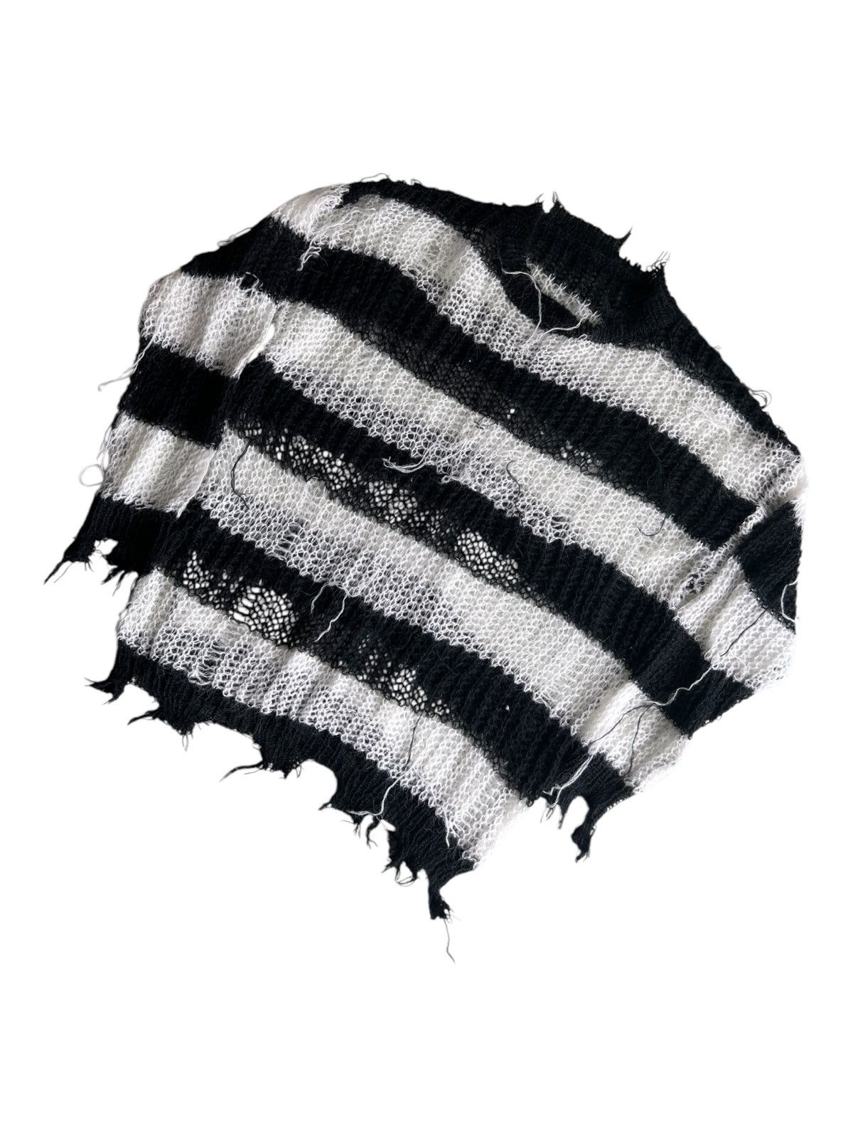 KMRii Vintage Kurt Cobain Distressed Striped Mohair Knit Sweater Size US L / EU 52-54 / 3 - 2 Thumbnail
