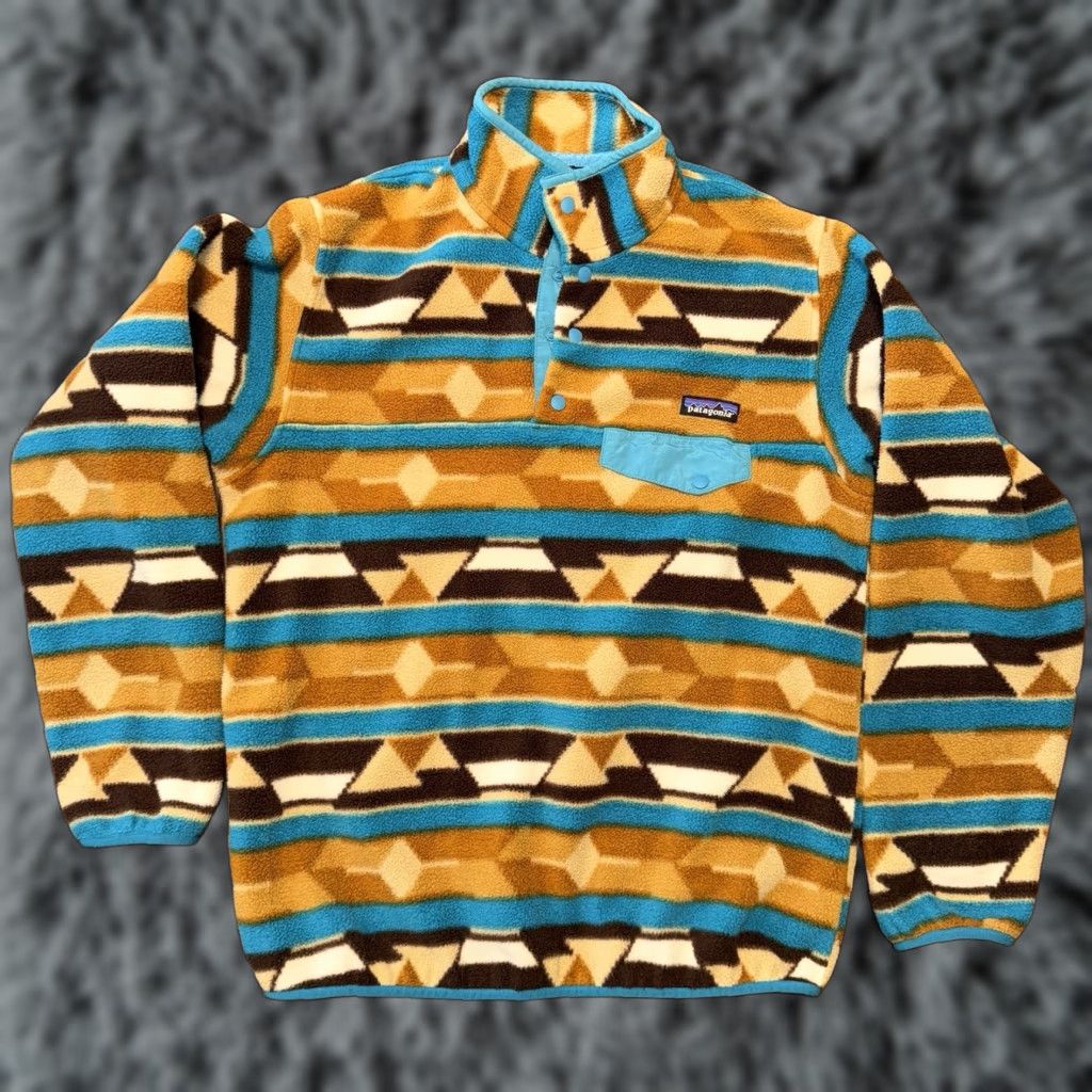 Patagonia Patagonia Womens Size Small Synchilla Snap T Fleece Pullover Aztec Southwestern Pullover Shirt Womens Size S / US 4 / IT 40 - 1 Thumbnail